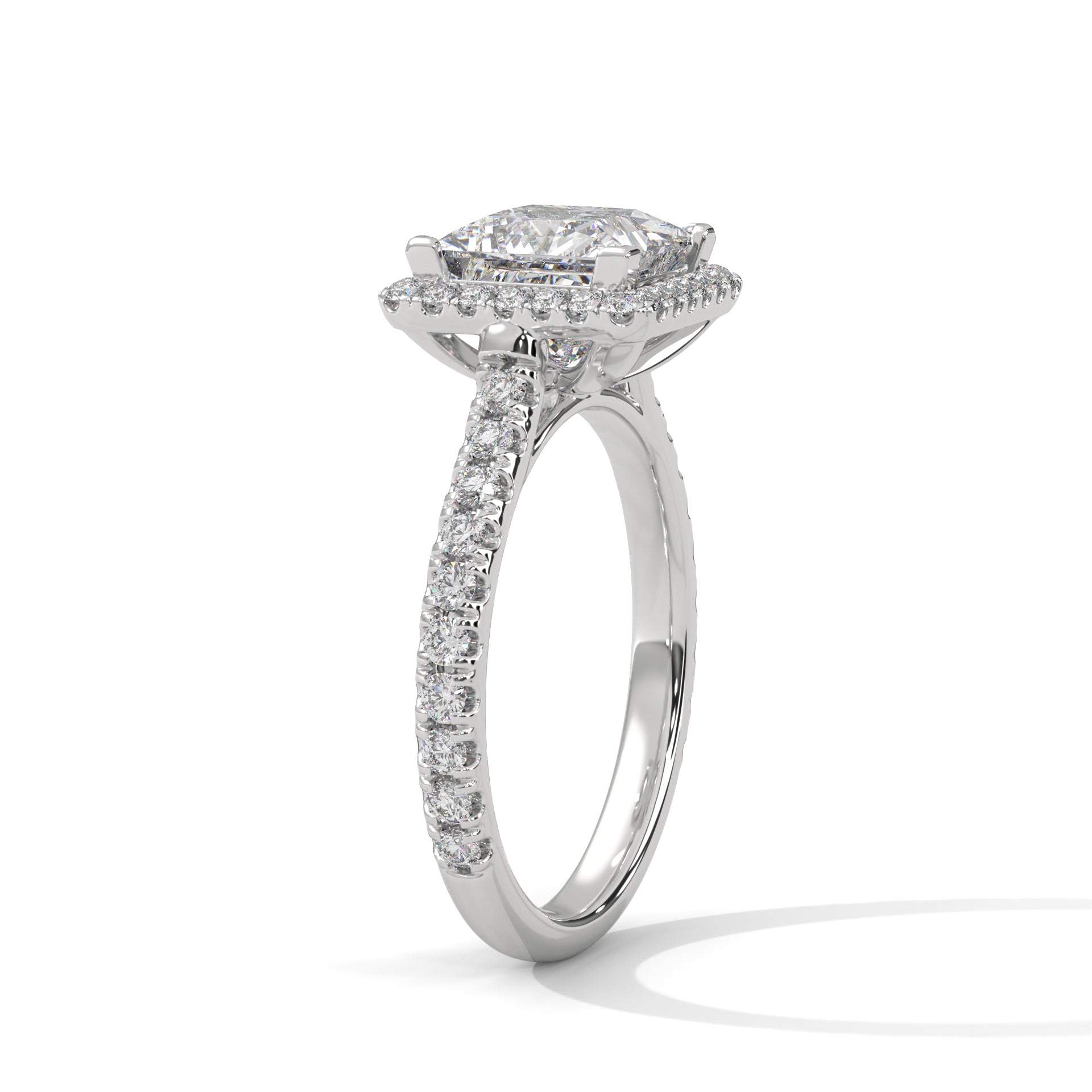 Rose Gold Princess Cut Halo Pavé Cathedral Engagement & Anniversary Ring