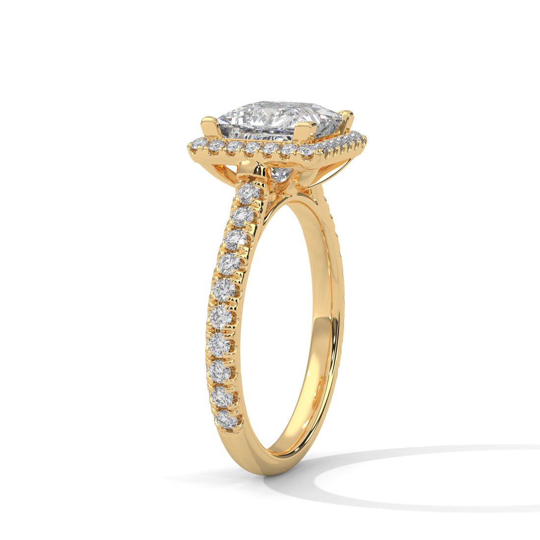 Rose Gold Princess Cut Halo Pavé Cathedral Engagement & Anniversary Ring