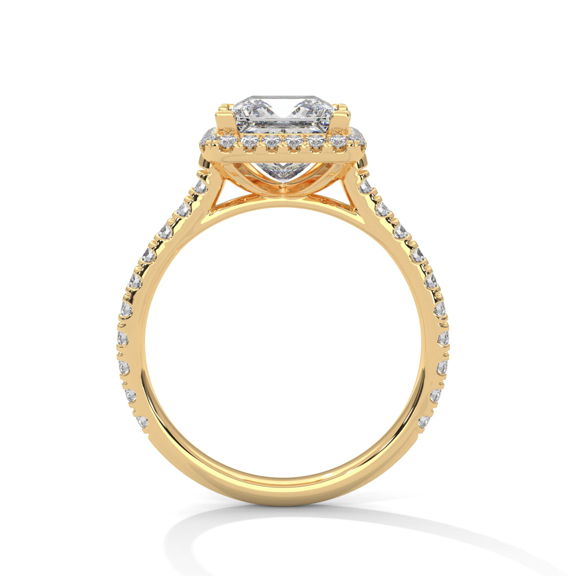 Rose Gold Princess Cut Halo Pavé Cathedral Engagement & Anniversary Ring