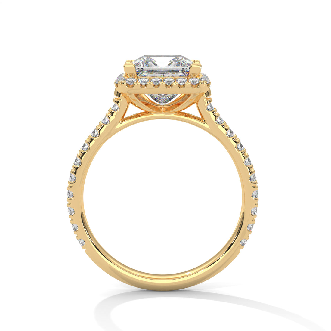 Rose Gold Princess Cut Halo Pavé Cathedral Engagement & Anniversary Ring