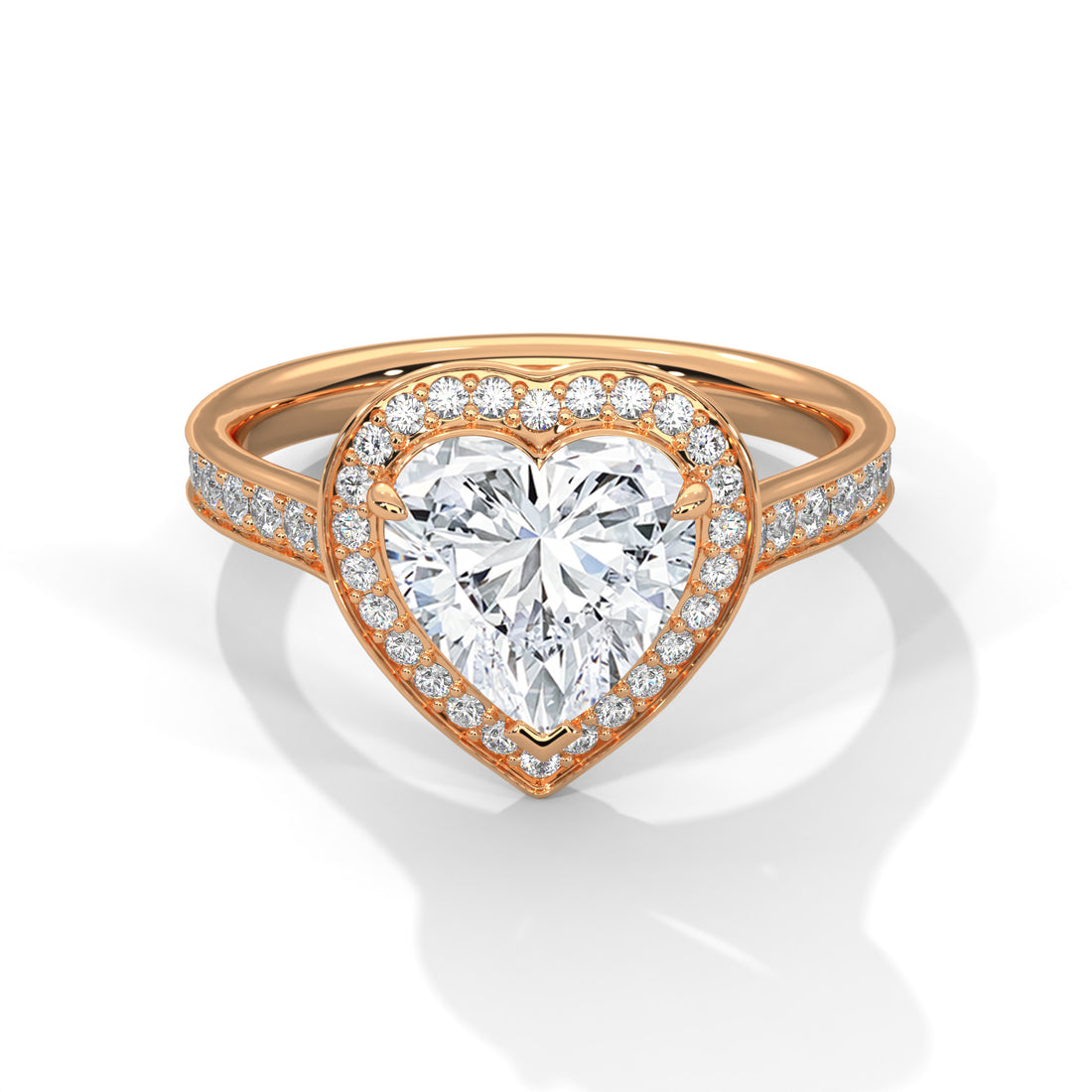 Rose Gold Heart Cut Halo Pavé Cathedral Engagement & Anniversary Ring