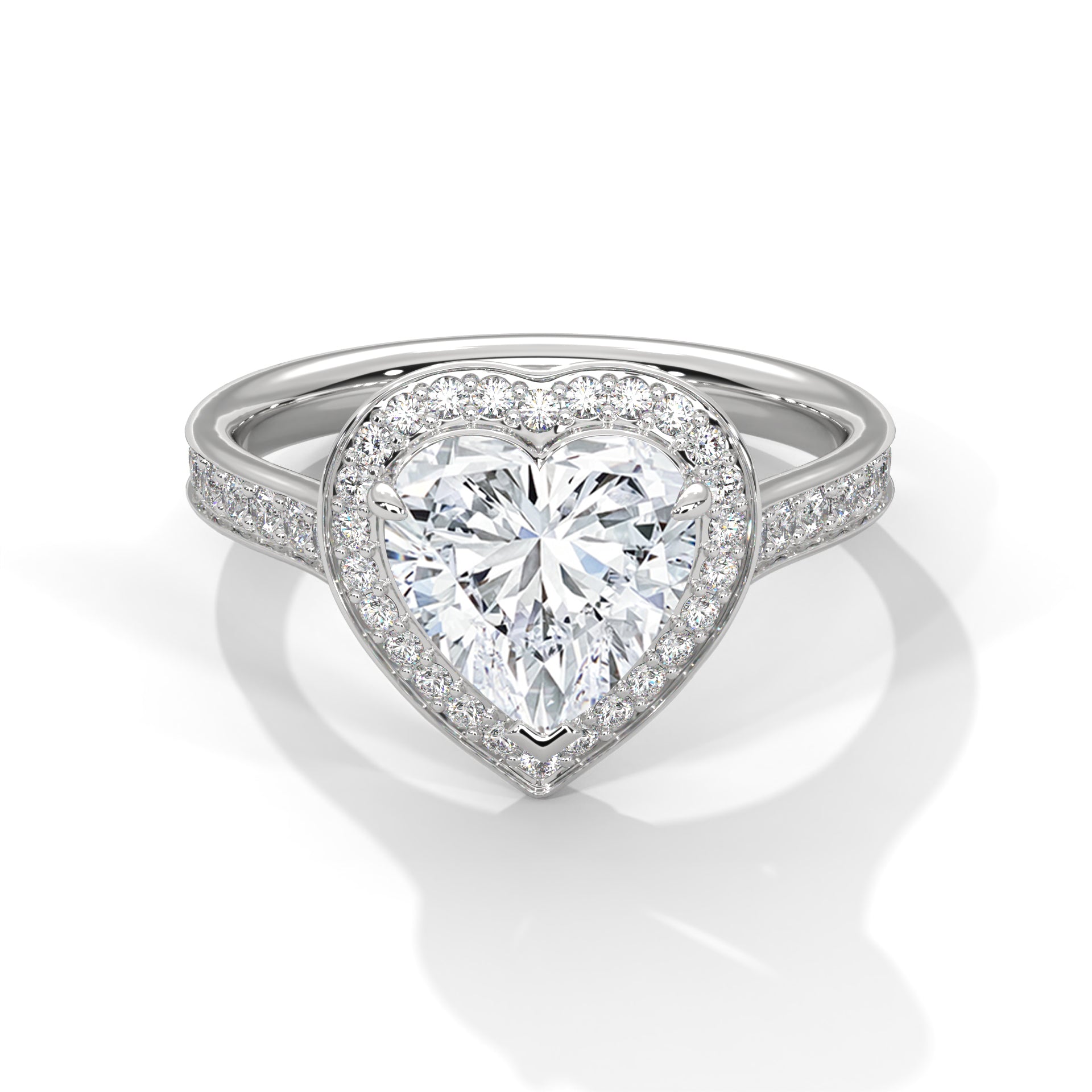 Rose Gold Heart Cut Halo Pavé Cathedral Engagement & Anniversary Ring