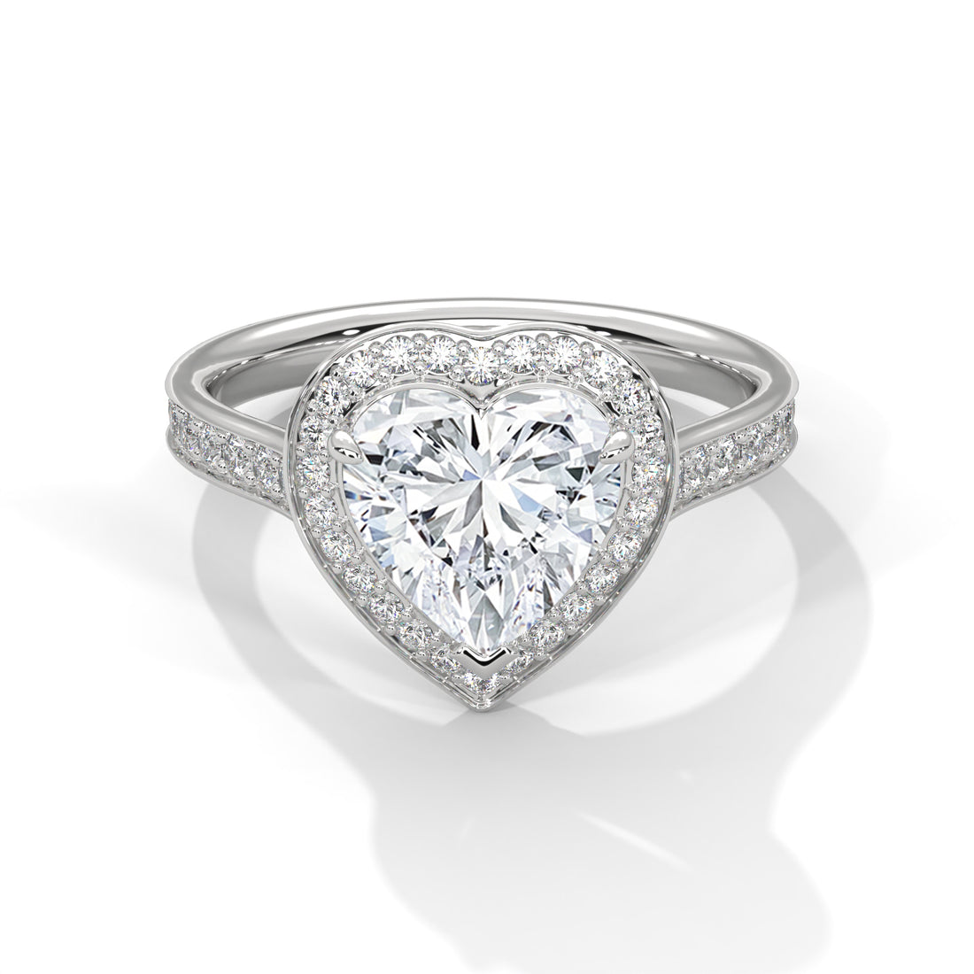 Rose Gold Heart Cut Halo Pavé Cathedral Engagement & Anniversary Ring