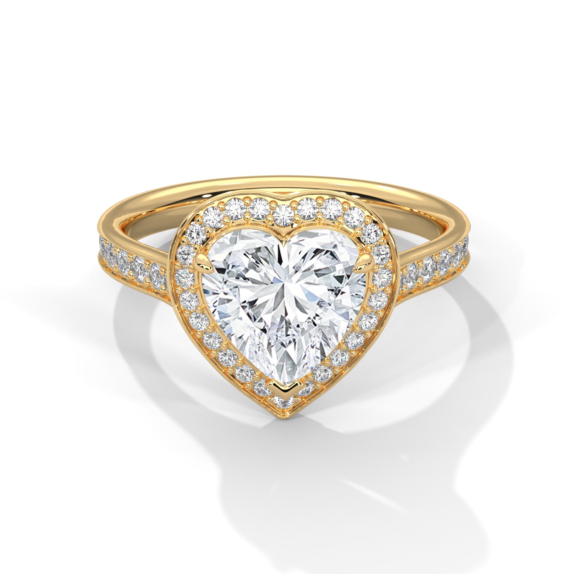 Rose Gold Heart Cut Halo Pavé Cathedral Engagement & Anniversary Ring