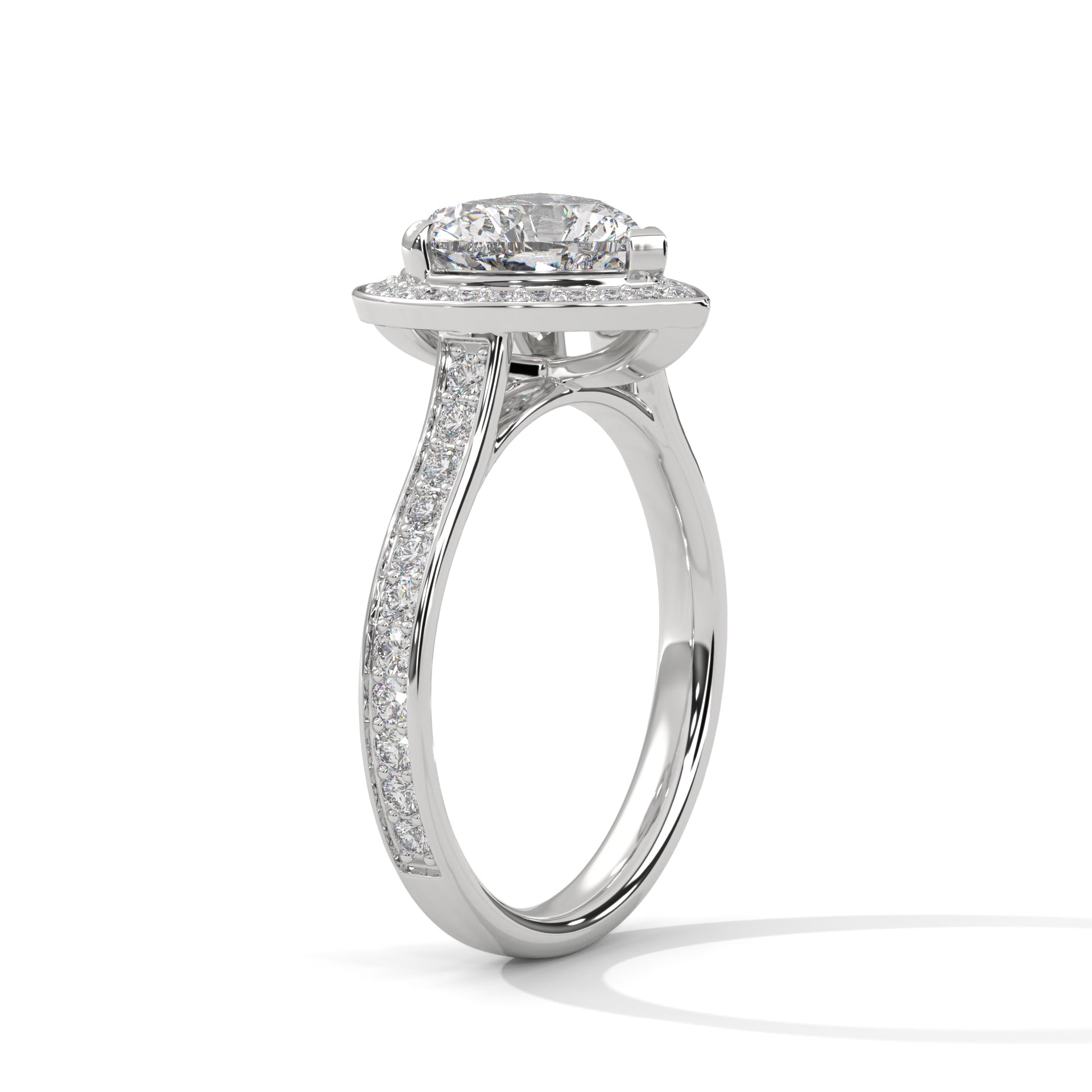 Rose Gold Heart Cut Halo Pavé Cathedral Engagement & Anniversary Ring