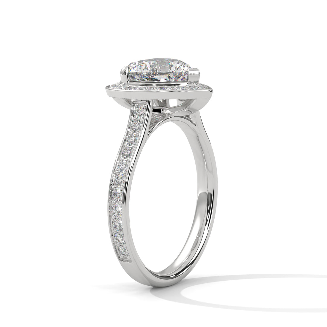 Rose Gold Heart Cut Halo Pavé Cathedral Engagement & Anniversary Ring