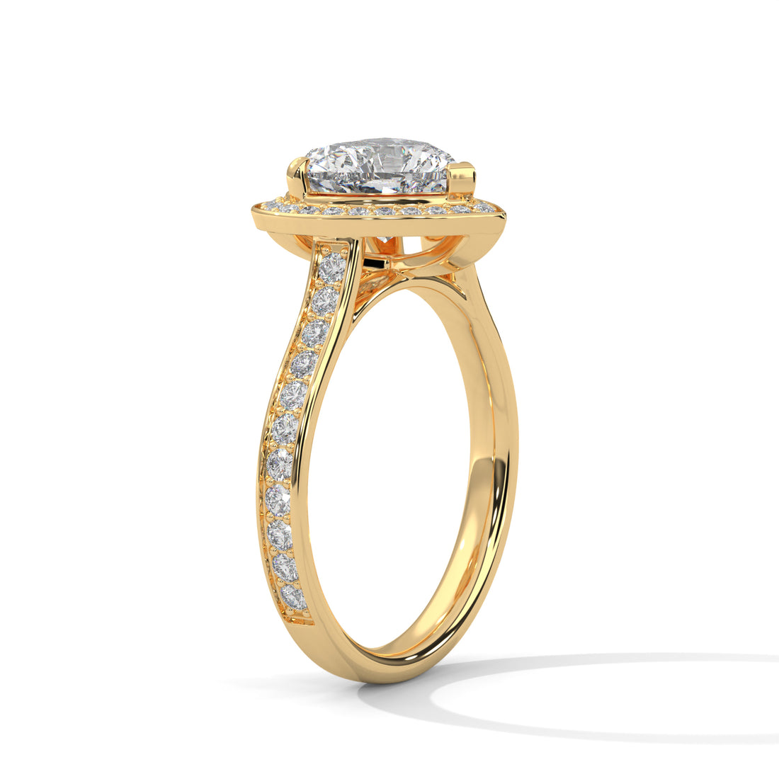 Rose Gold Heart Cut Halo Pavé Cathedral Engagement & Anniversary Ring