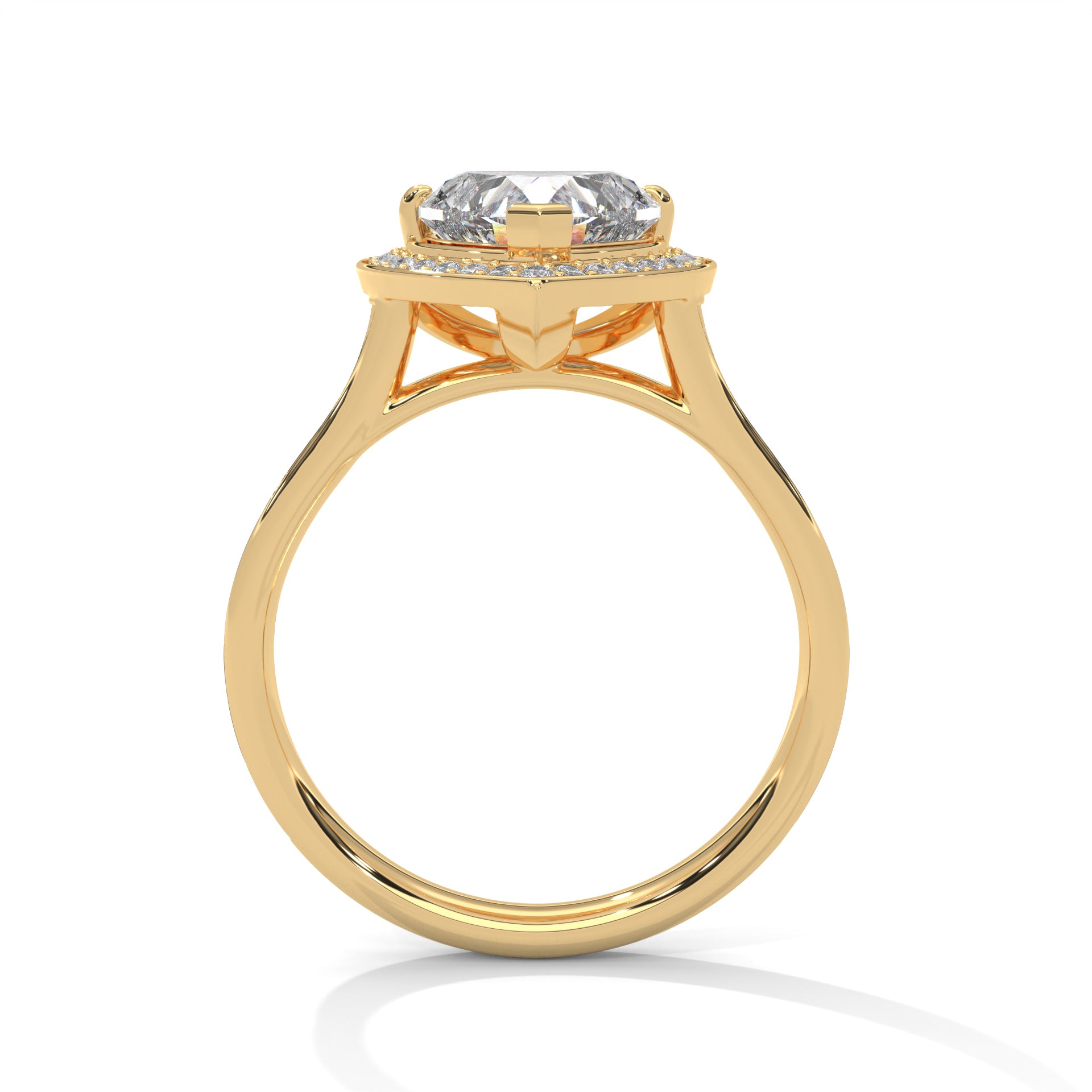 Rose Gold Heart Cut Halo Pavé Cathedral Engagement & Anniversary Ring