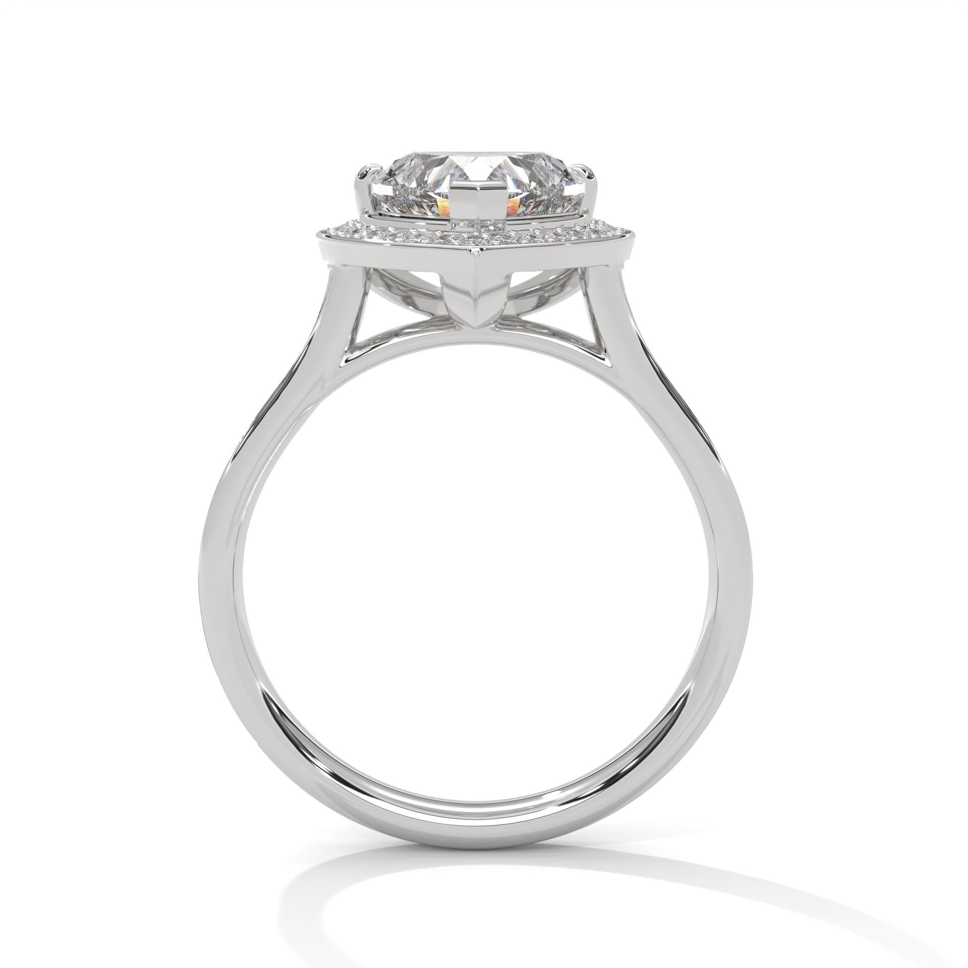 Rose Gold Heart Cut Halo Pavé Cathedral Engagement & Anniversary Ring