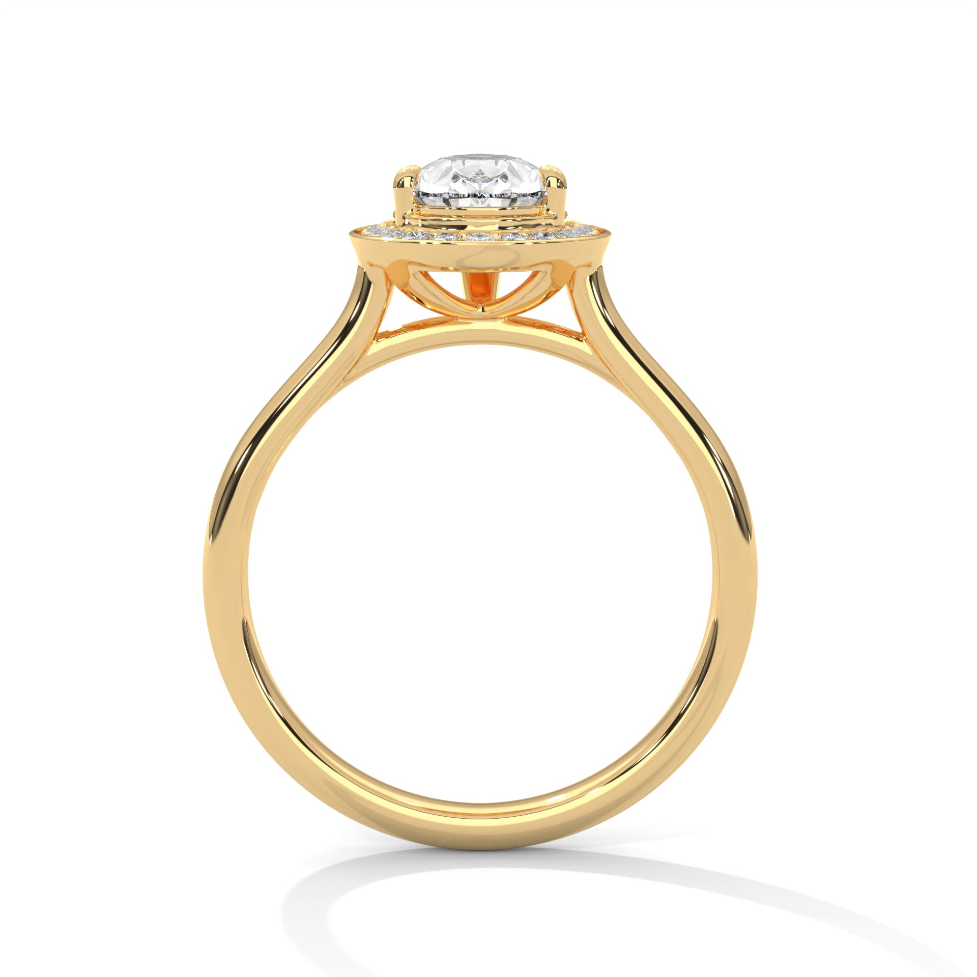 Pear Cut V-Tip Halo Solitaire Cathedral Engagement & Anniversary Ring in Rose Gold