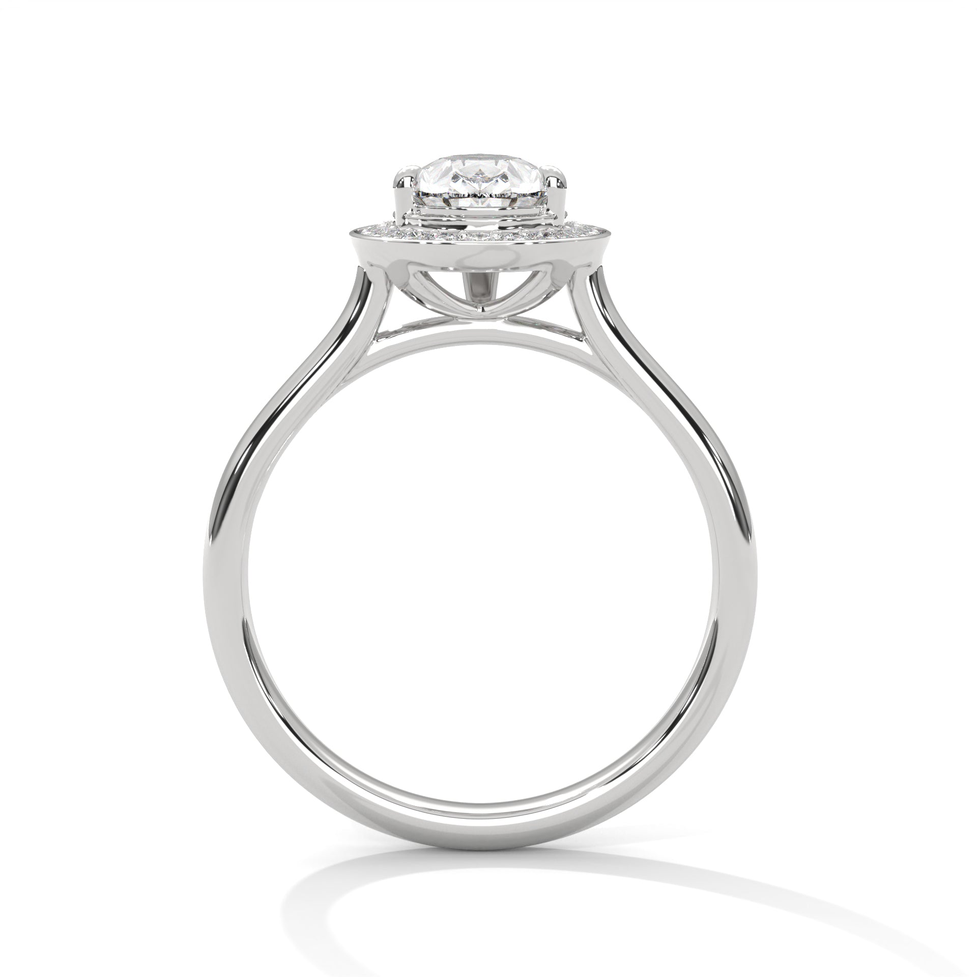 Pear Cut V-Tip Halo Solitaire Cathedral Engagement & Anniversary Ring in Rose Gold