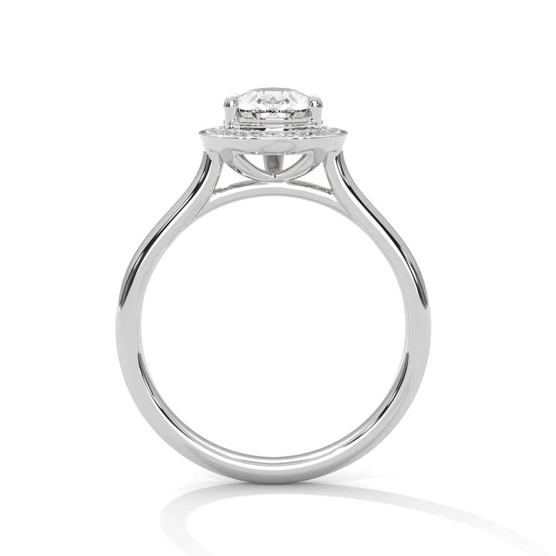 Pear Cut V-Tip Halo Solitaire Cathedral Engagement & Anniversary Ring in Rose Gold