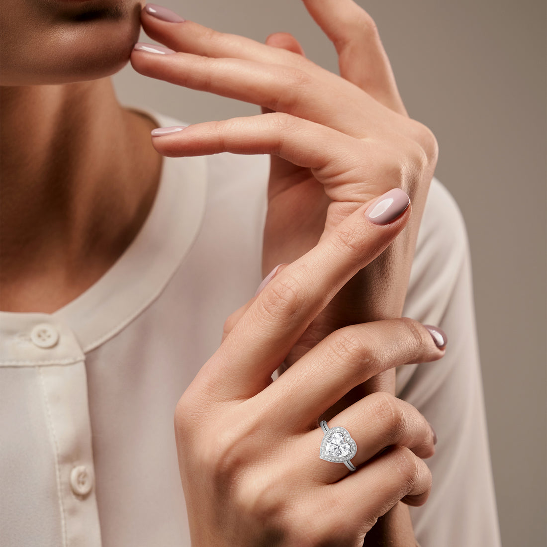 Heart Cut V-Tip Halo Solitaire Cathedral Engagement & Anniversary Ring in Rose Gold