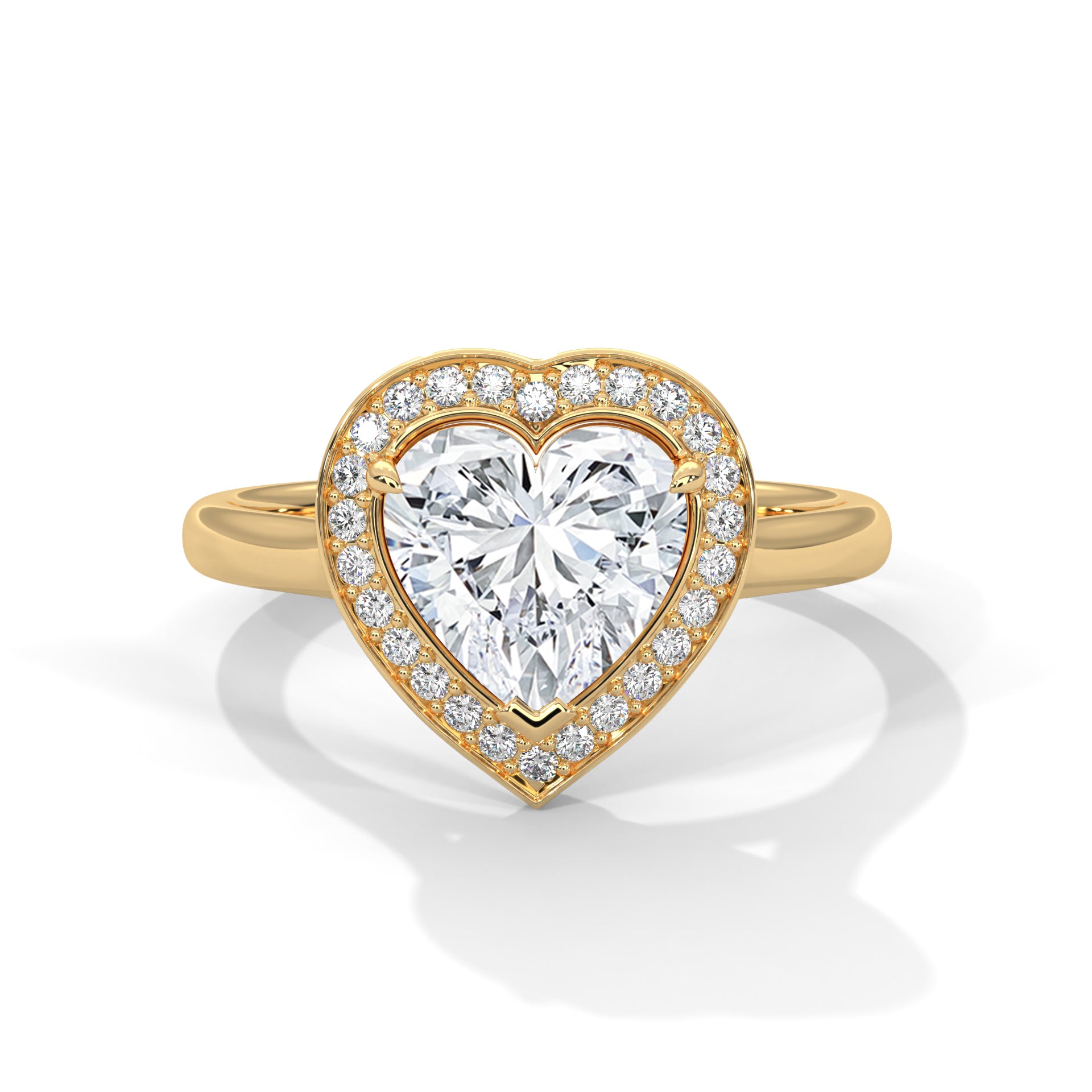 Heart Cut V-Tip Halo Solitaire Cathedral Engagement & Anniversary Ring in Rose Gold