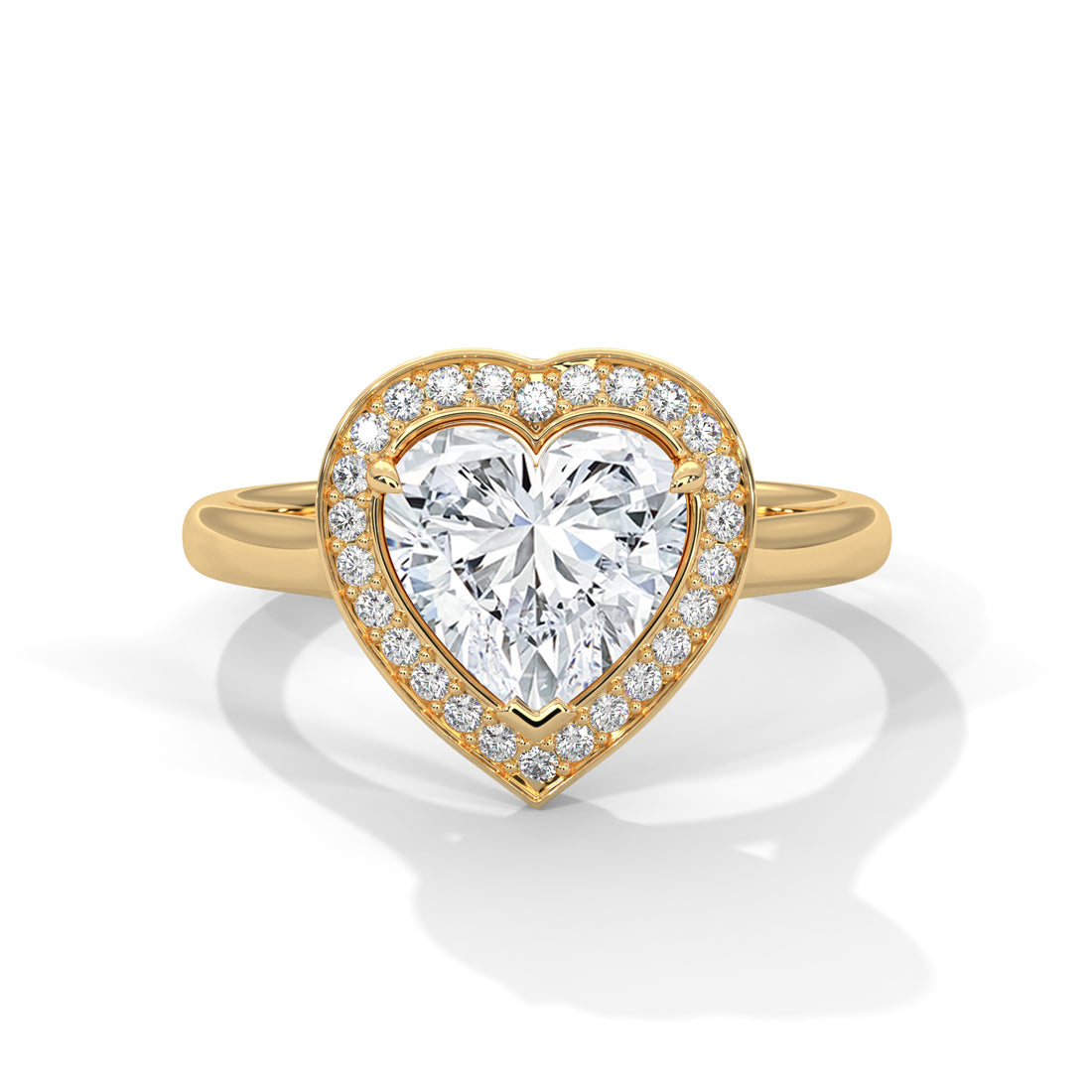 Heart Cut V-Tip Halo Solitaire Cathedral Engagement & Anniversary Ring in Rose Gold
