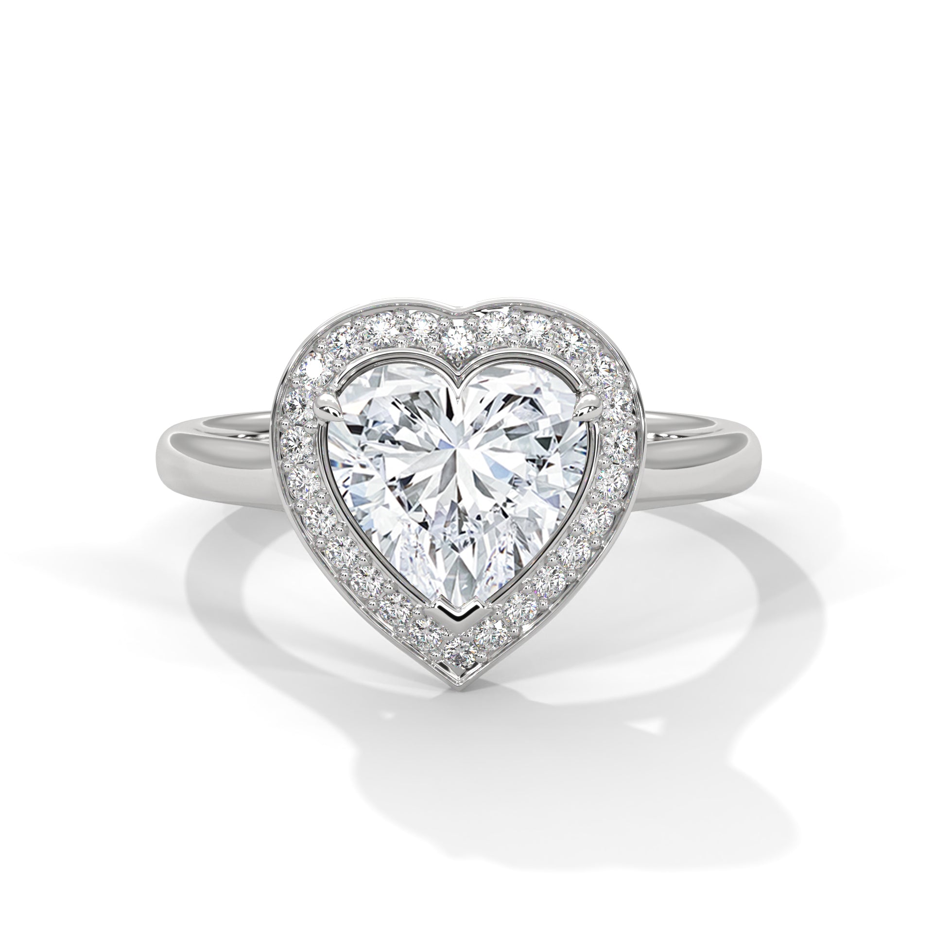 Heart Cut V-Tip Halo Solitaire Cathedral Engagement & Anniversary Ring in Rose Gold