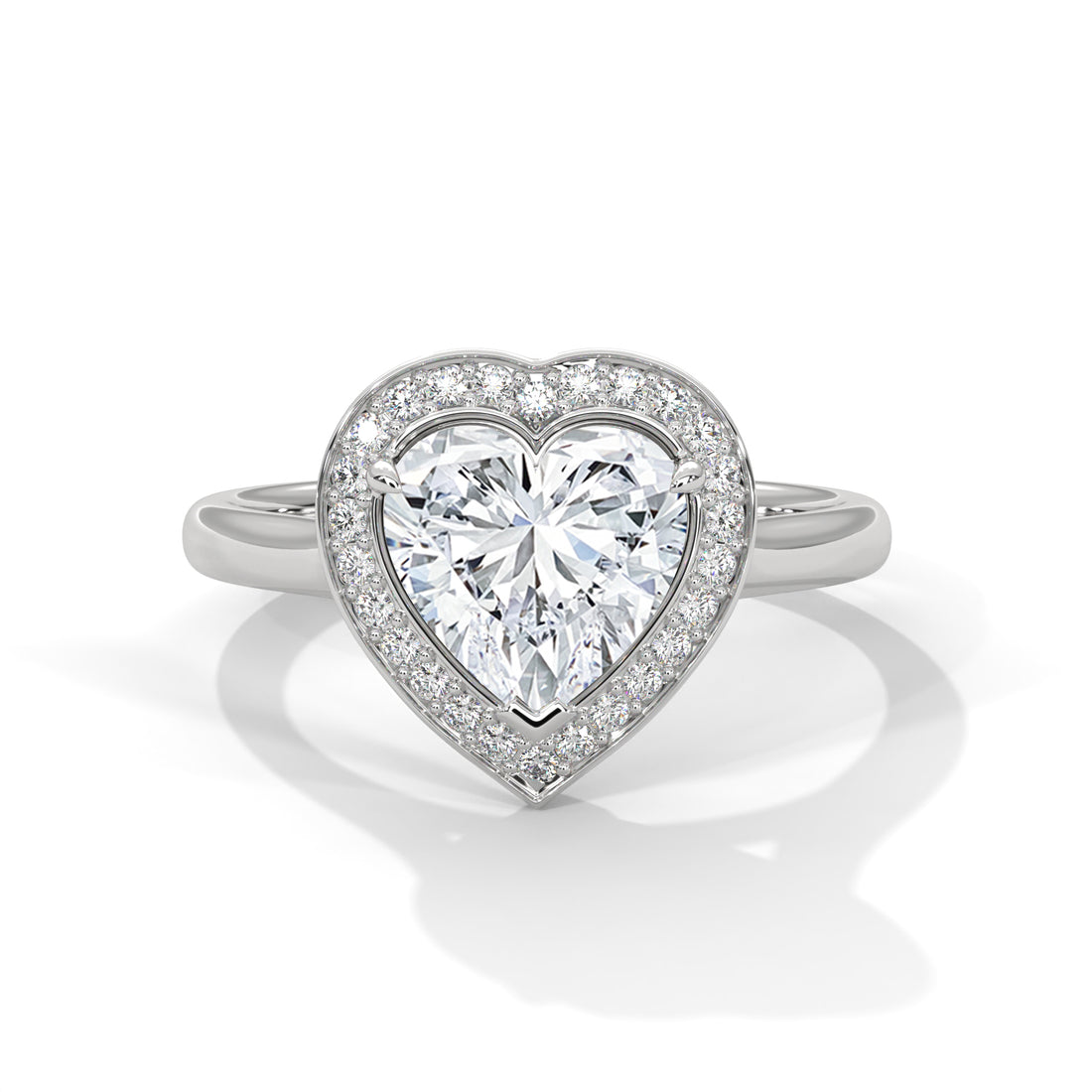 Heart Cut V-Tip Halo Solitaire Cathedral Engagement & Anniversary Ring in Rose Gold