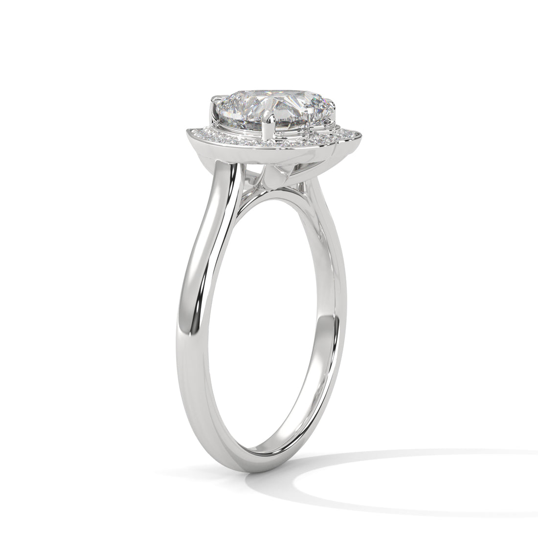 Heart Cut V-Tip Halo Solitaire Cathedral Engagement & Anniversary Ring in Rose Gold