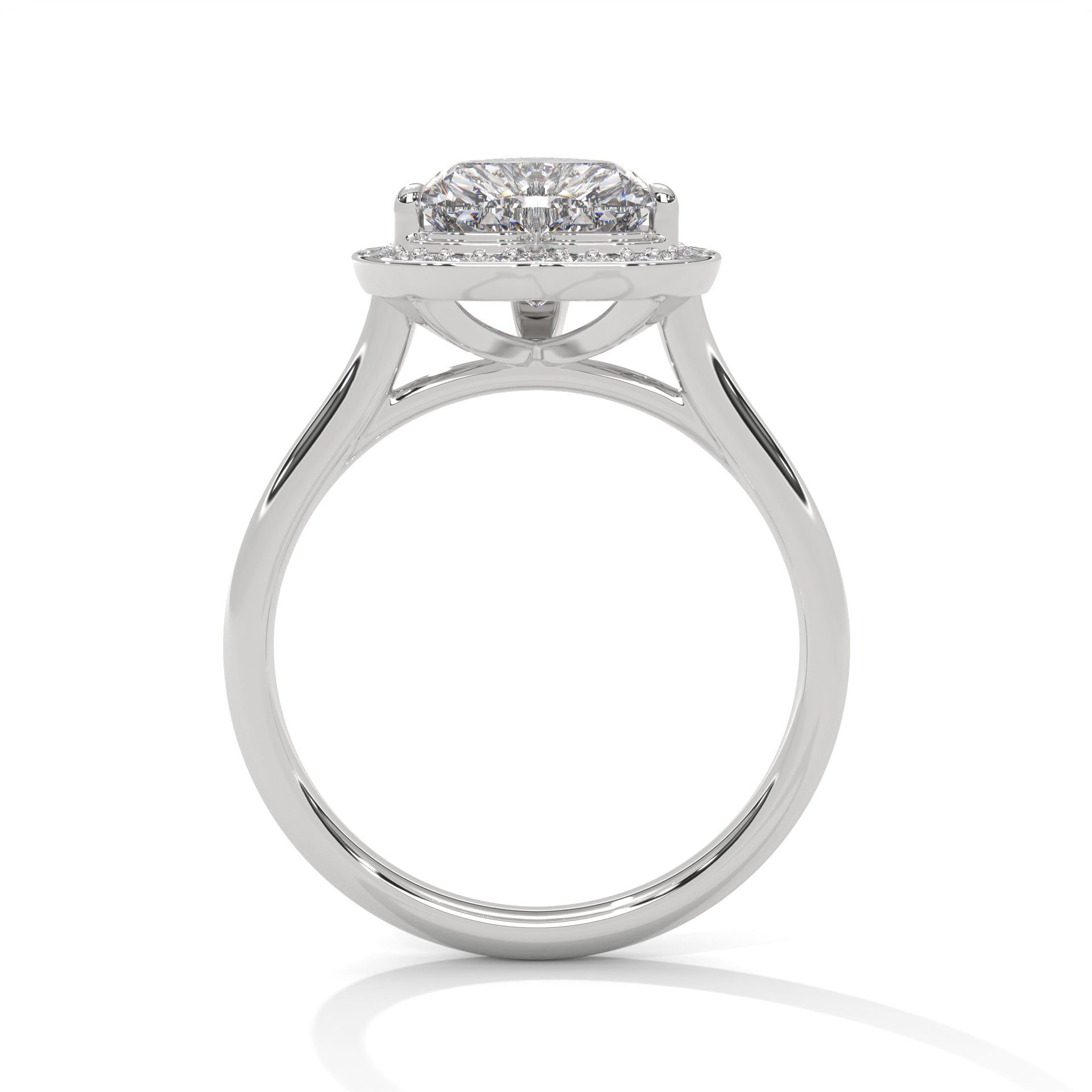 Heart Cut V-Tip Halo Solitaire Cathedral Engagement & Anniversary Ring in Rose Gold