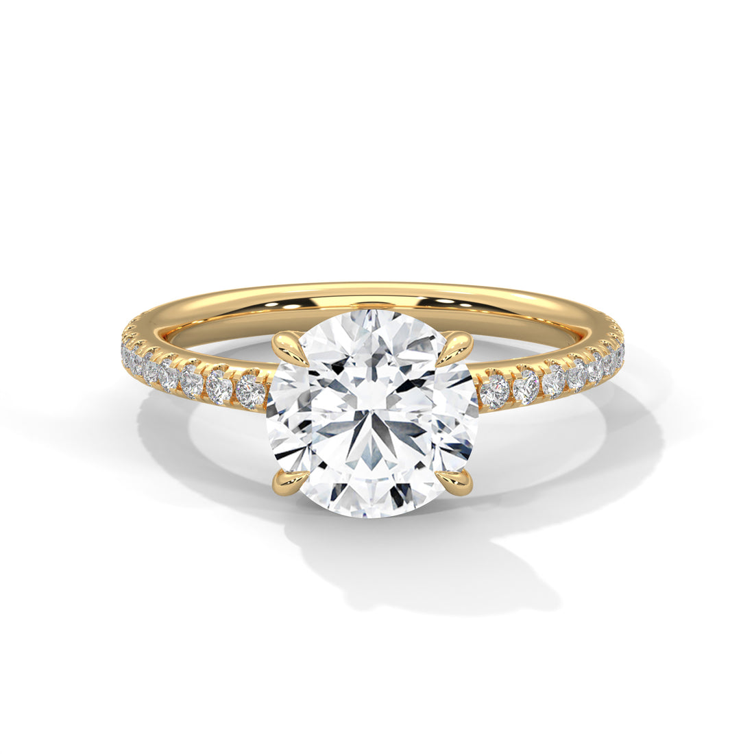 Round Cut Solitaire Pavé Cathedral Engagement & Anniversary Ring in Rose Gold