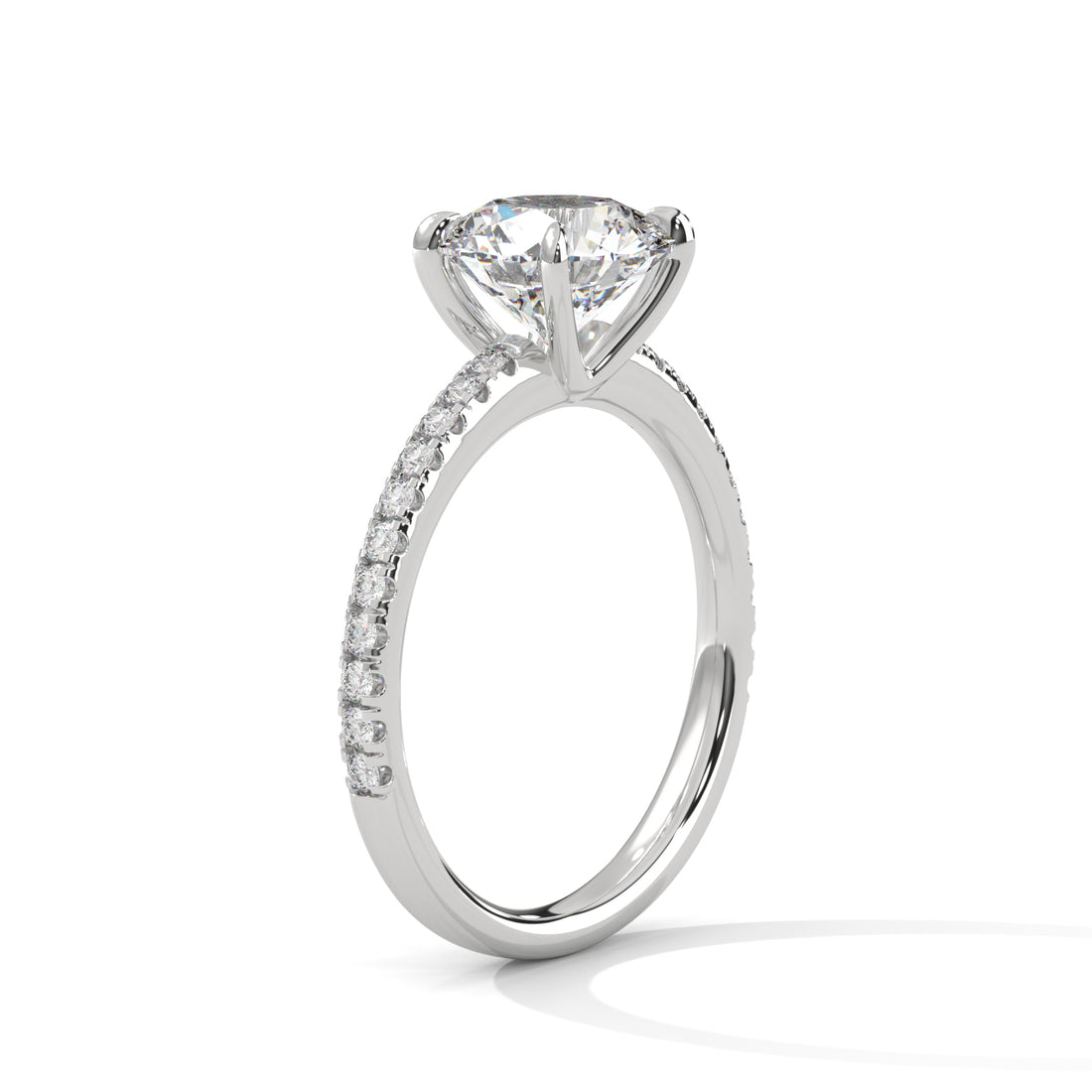 Round Cut Solitaire Pavé Cathedral Engagement & Anniversary Ring in Rose Gold