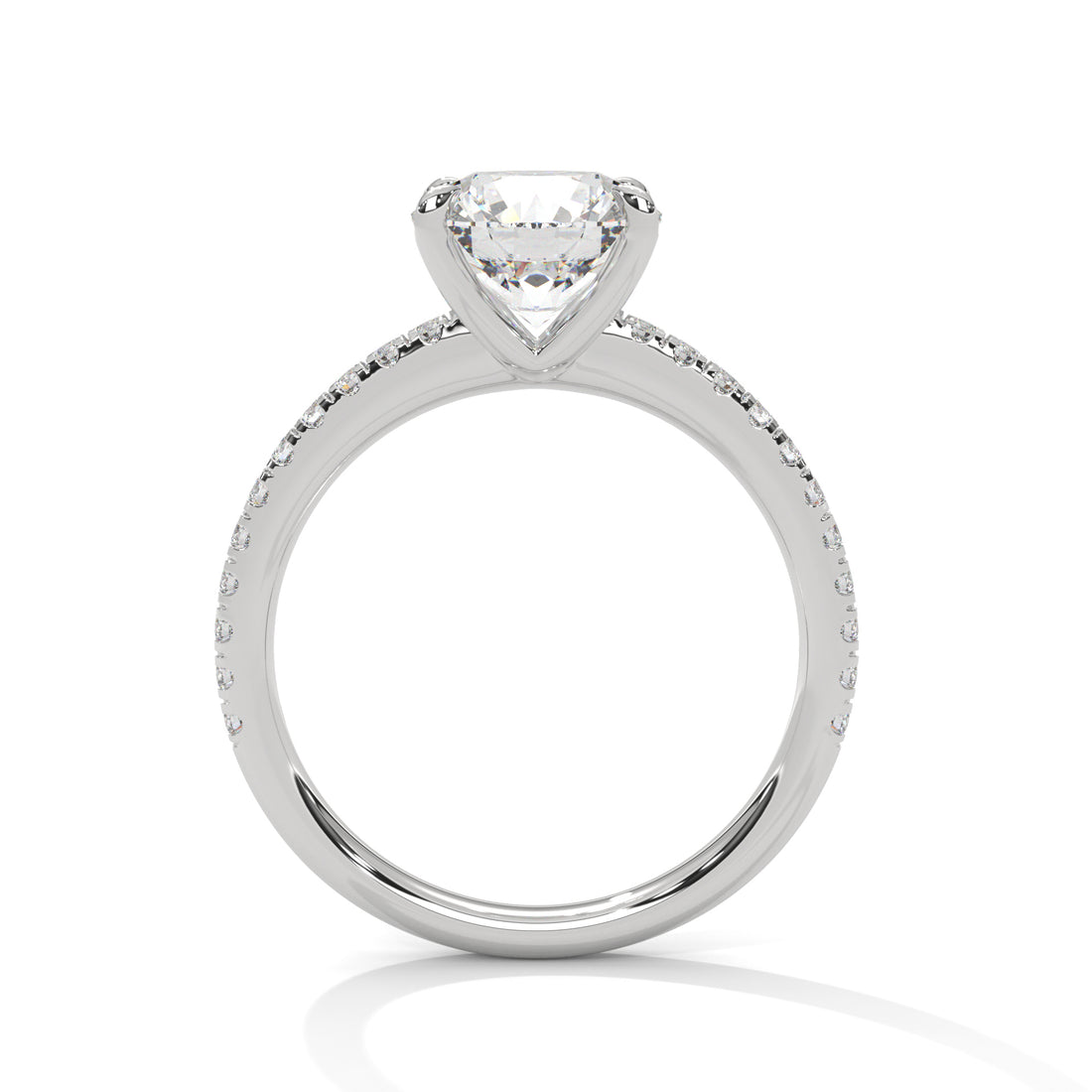 Round Cut Solitaire Pavé Cathedral Engagement & Anniversary Ring in Rose Gold