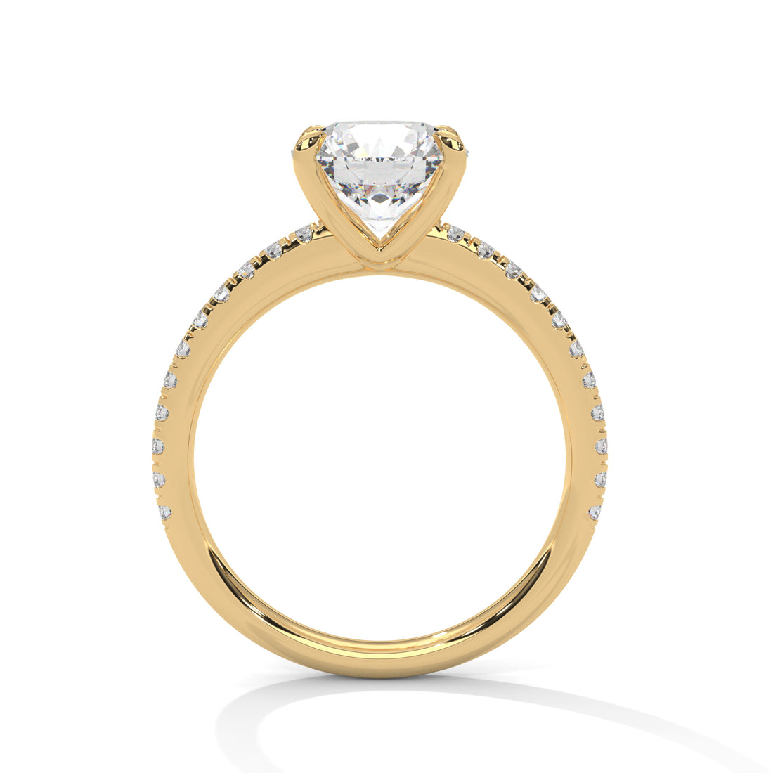 Round Cut Solitaire Pavé Cathedral Engagement & Anniversary Ring in Rose Gold
