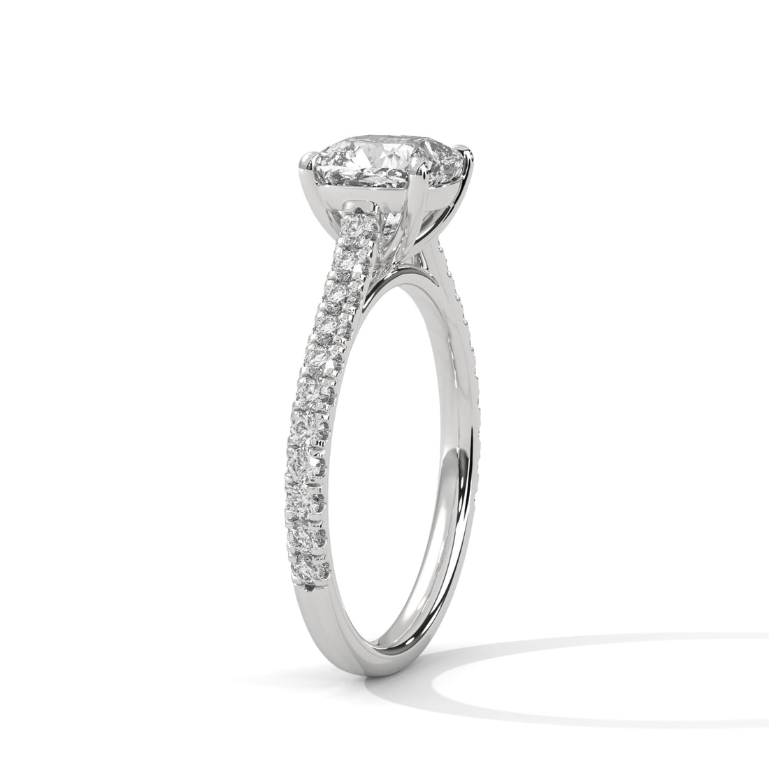 Cushion Cut Solitaire Pavé Cathedral Engagement & Anniversary Ring in Rose Gold