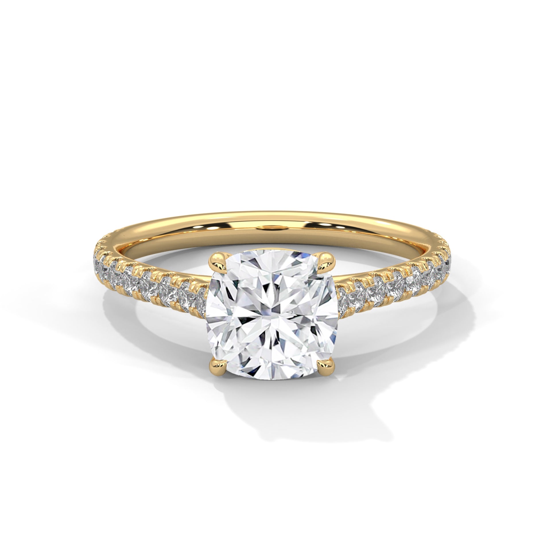 Cushion Cut Solitaire Pavé Cathedral Engagement & Anniversary Ring in Rose Gold