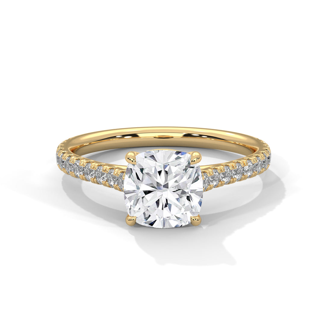 Cushion Cut Solitaire Pavé Cathedral Engagement & Anniversary Ring in Rose Gold