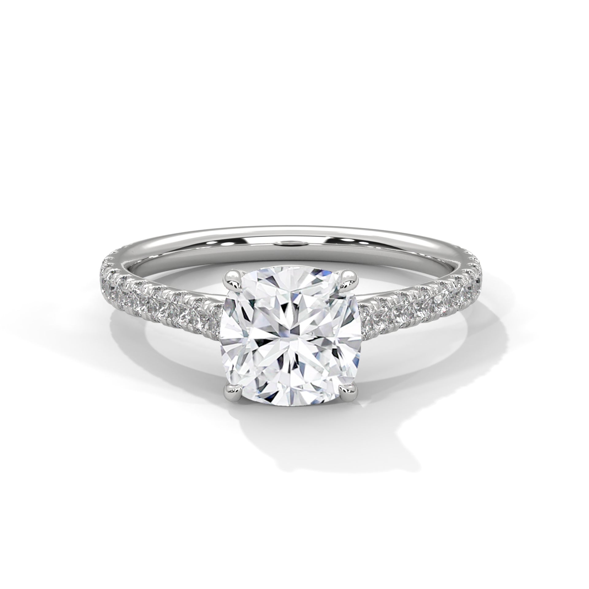 Cushion Cut Solitaire Pavé Cathedral Engagement & Anniversary Ring in Rose Gold