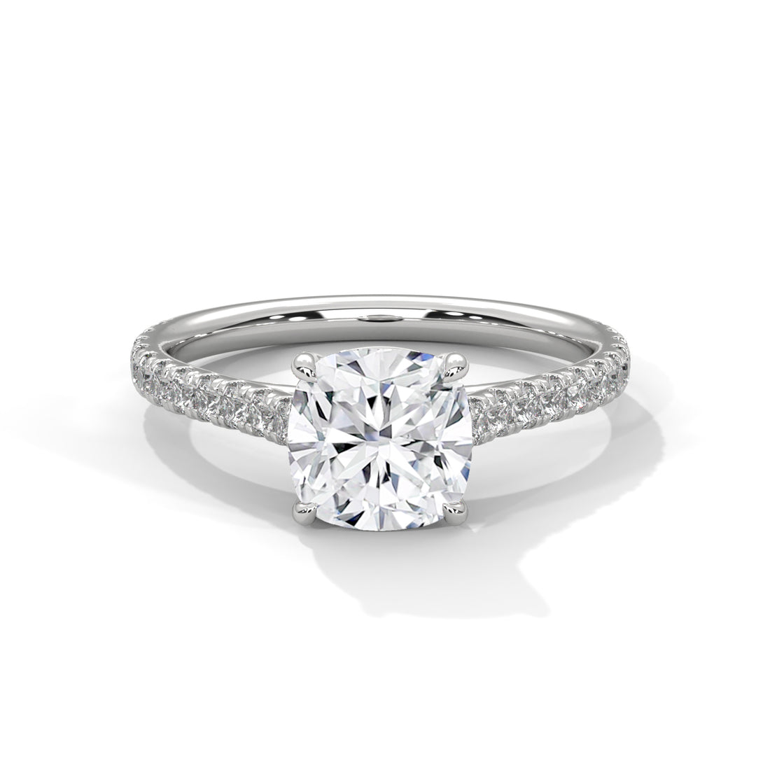 Cushion Cut Solitaire Pavé Cathedral Engagement & Anniversary Ring in Rose Gold