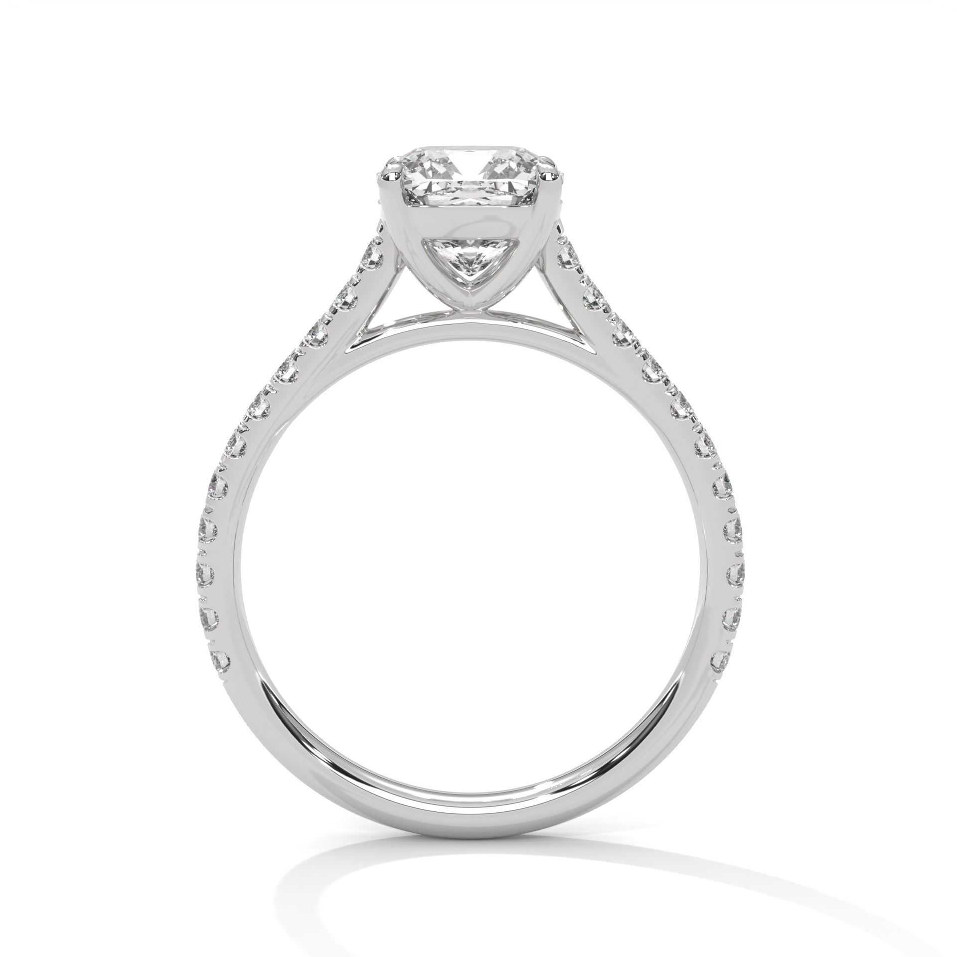 Cushion Cut Solitaire Pavé Cathedral Engagement & Anniversary Ring in Rose Gold