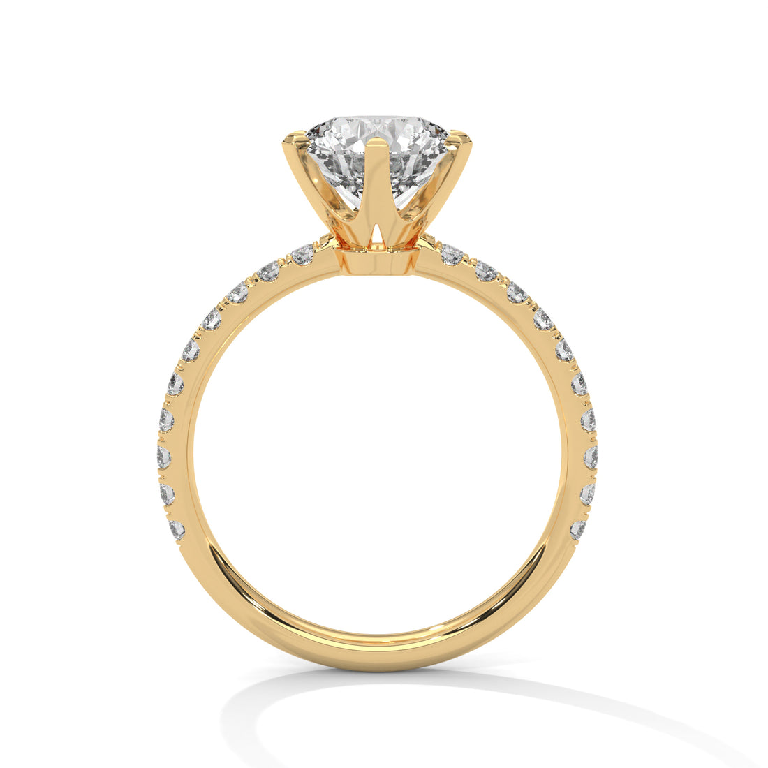 Round Cut Six-Prong Solitaire Pavé Cathedral Engagement & Anniversary Ring in Rose Gold
