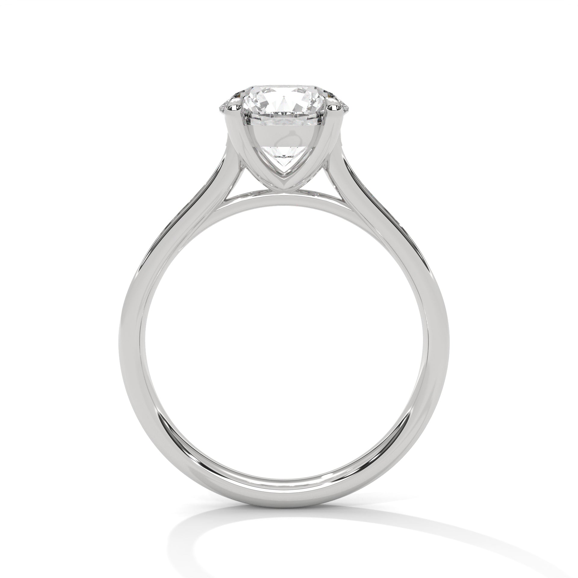 Round Cut Solitaire Four-Prong Pavé Cathedral Engagement & Anniversary Ring in Rose Gold