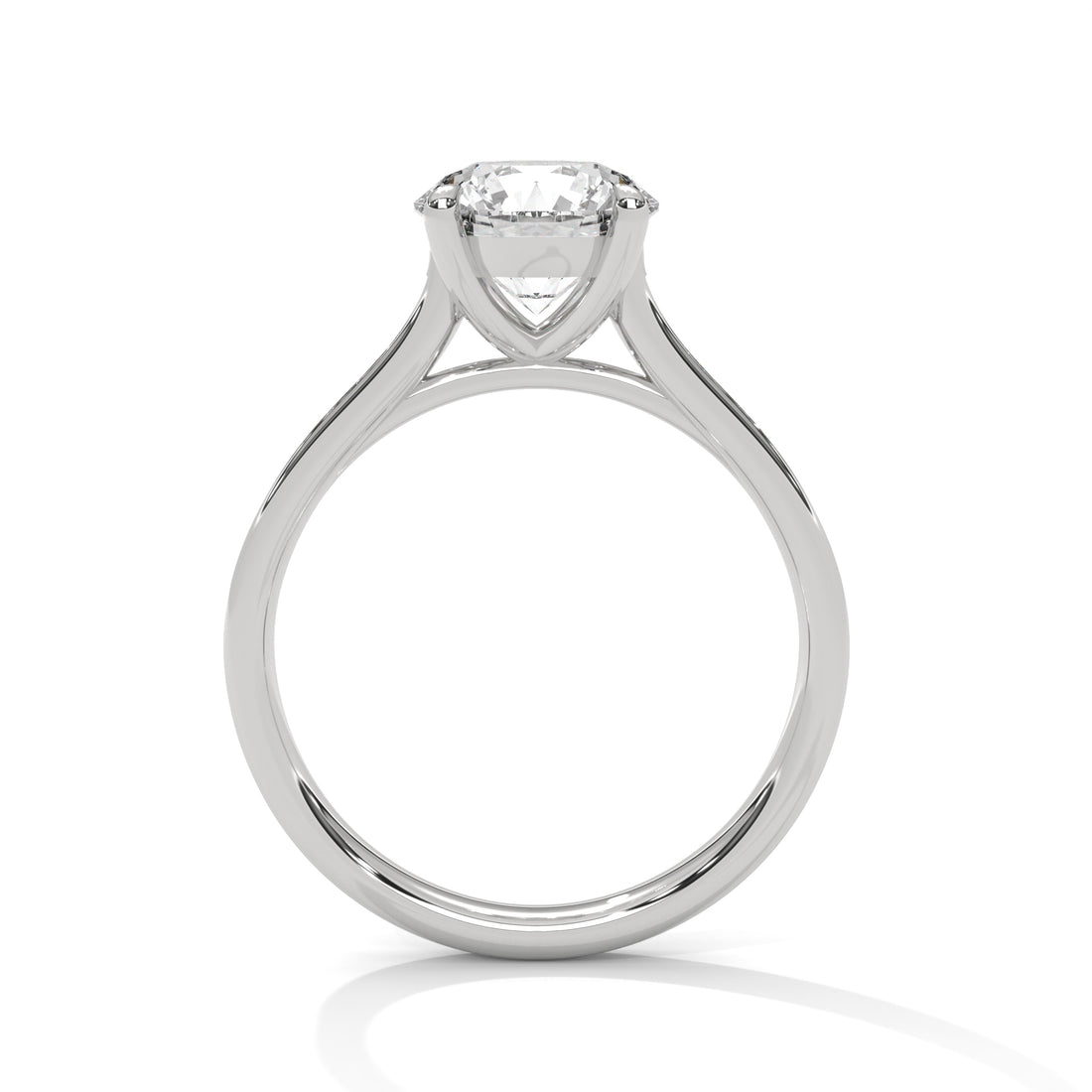 Round Cut Solitaire Four-Prong Pavé Cathedral Engagement & Anniversary Ring in Rose Gold