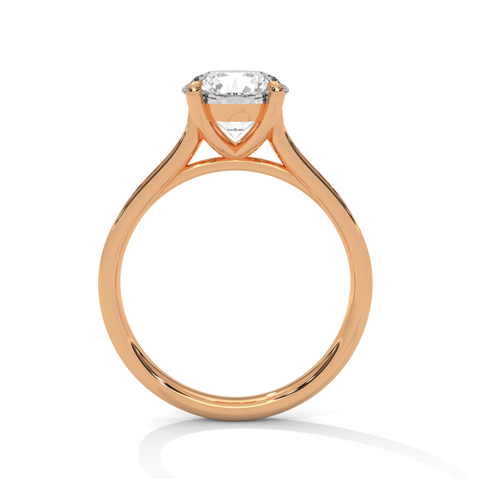 Round Cut Solitaire Four-Prong Pavé Cathedral Engagement & Anniversary Ring in Rose Gold