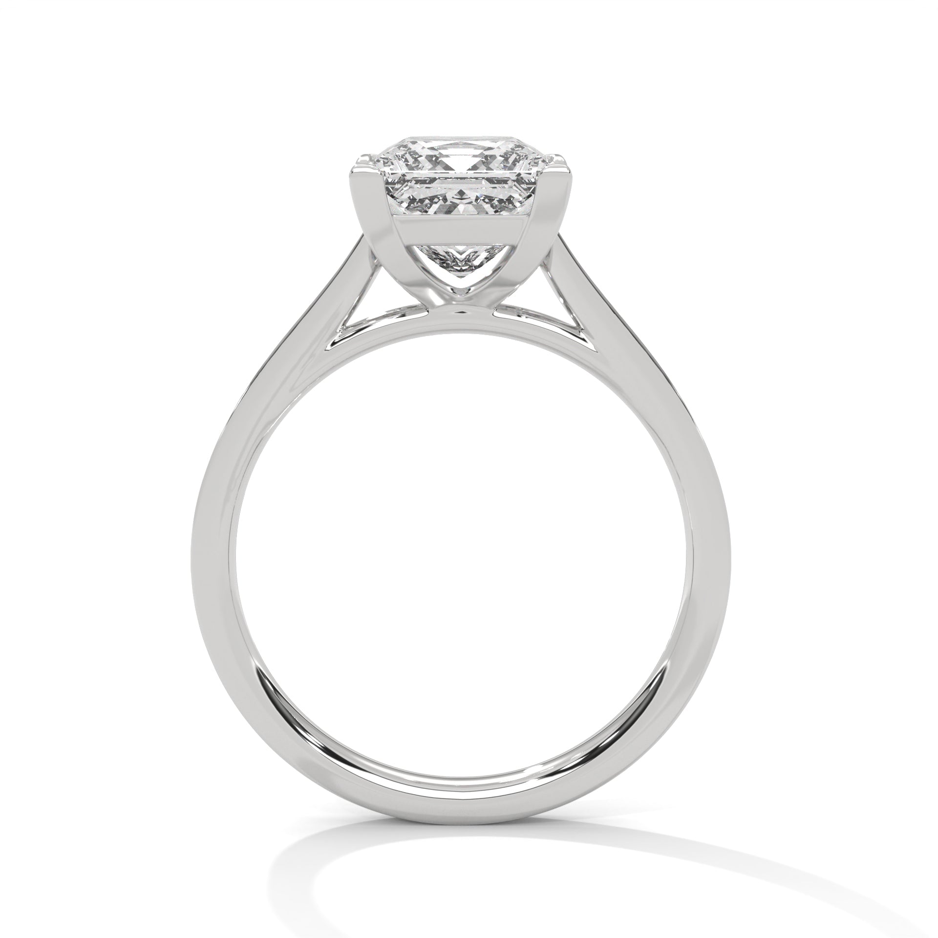 Princess Cut Solitaire Four-Prong Pavé Cathedral Engagement & Anniversary Ring in Rose Gold