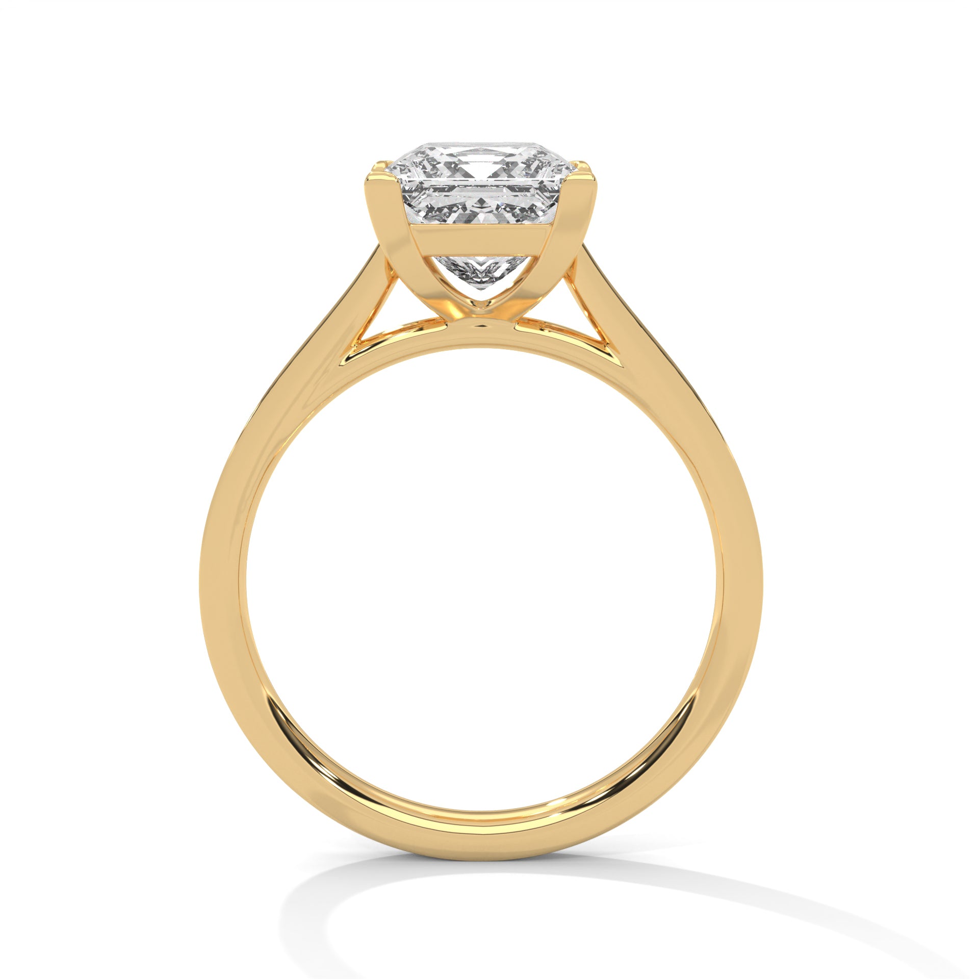 Princess Cut Solitaire Four-Prong Pavé Cathedral Engagement & Anniversary Ring in Rose Gold
