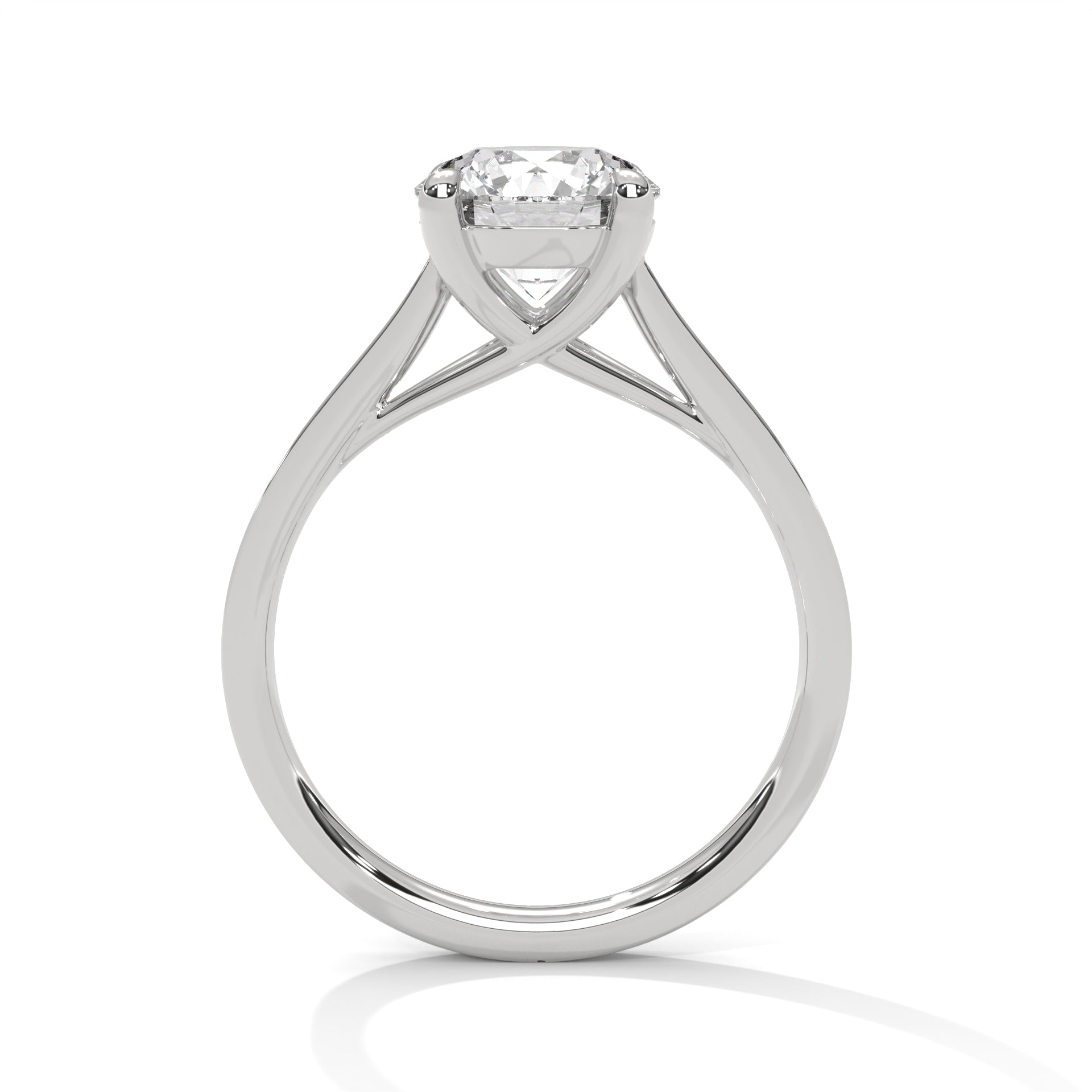 Round Cut Solitaire Four-Prong Pavé Cathedral Engagement & Anniversary Ring in Rose Gold