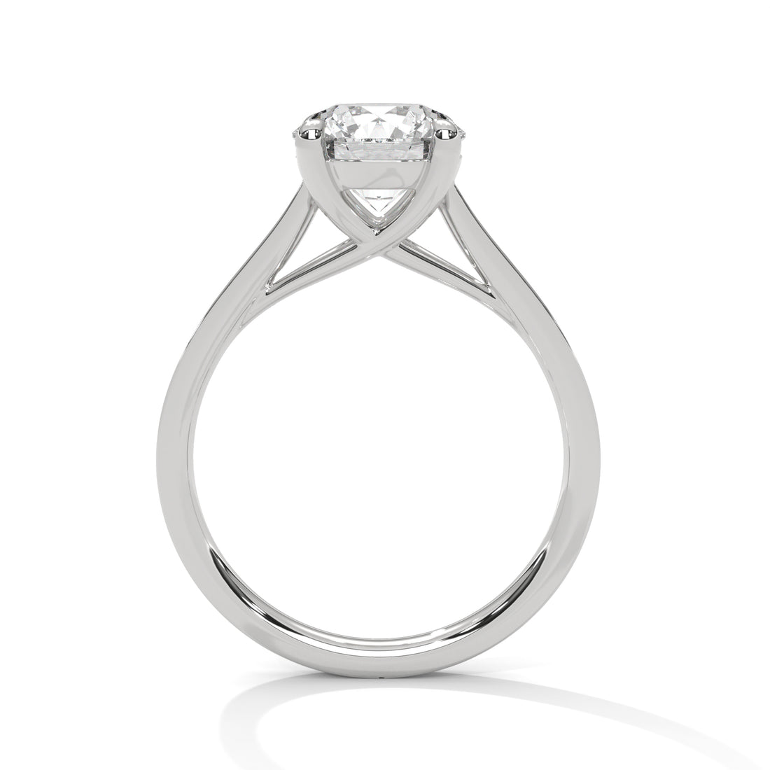 Round Cut Solitaire Four-Prong Pavé Cathedral Engagement & Anniversary Ring in Rose Gold