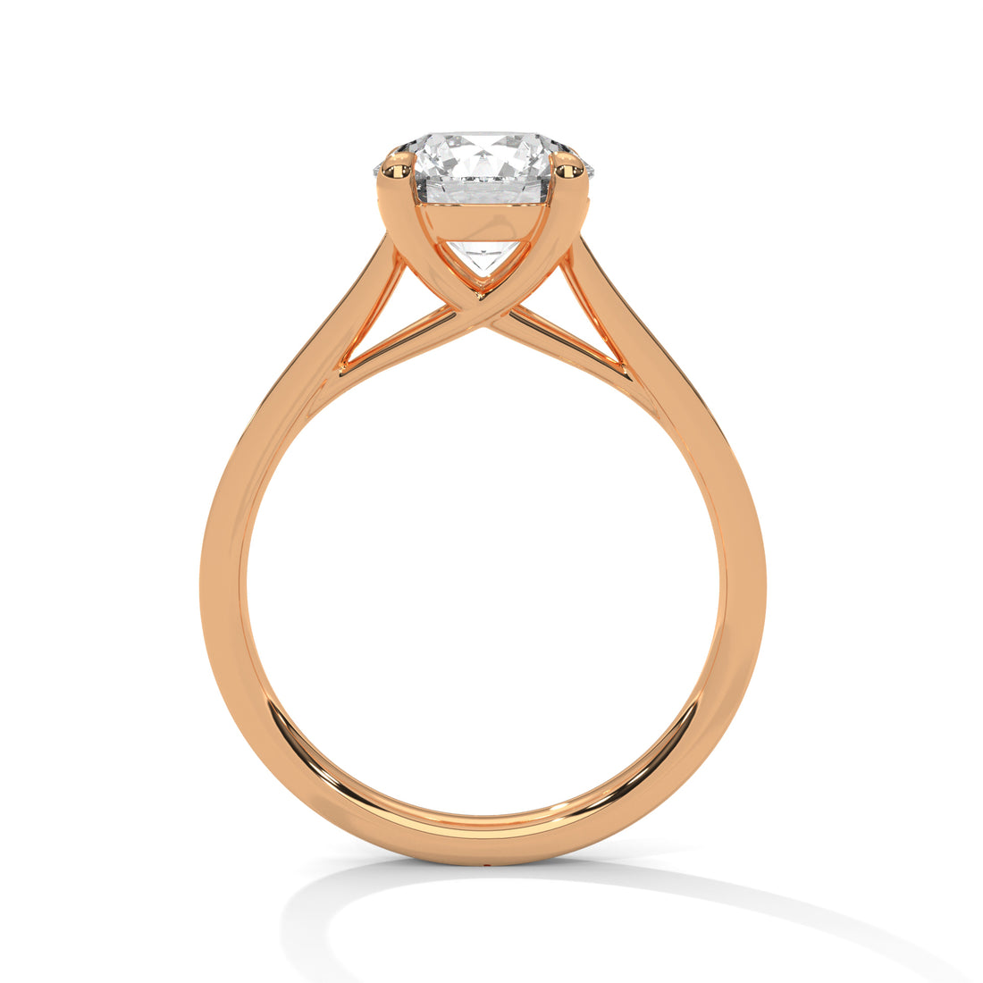 Round Cut Solitaire Four-Prong Pavé Cathedral Engagement & Anniversary Ring in Rose Gold