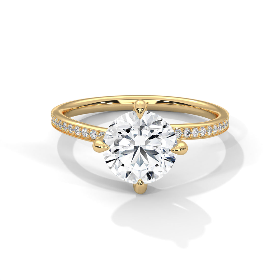 Round Cut Solitaire Twist Pavé Cathedral Engagement & Anniversary Ring in Rose Gold