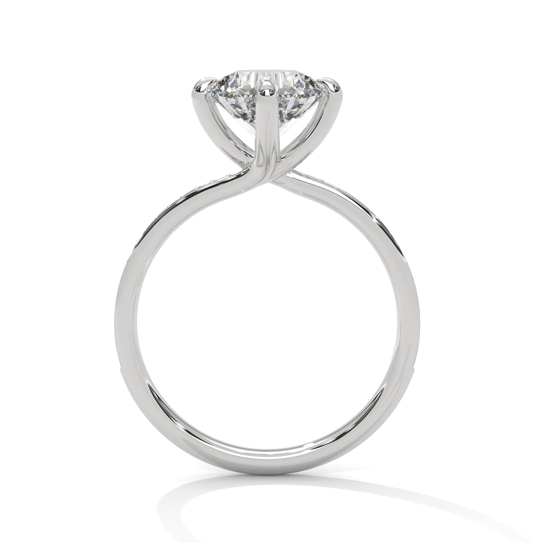 Round Cut Solitaire Twist Pavé Cathedral Engagement & Anniversary Ring in Rose Gold