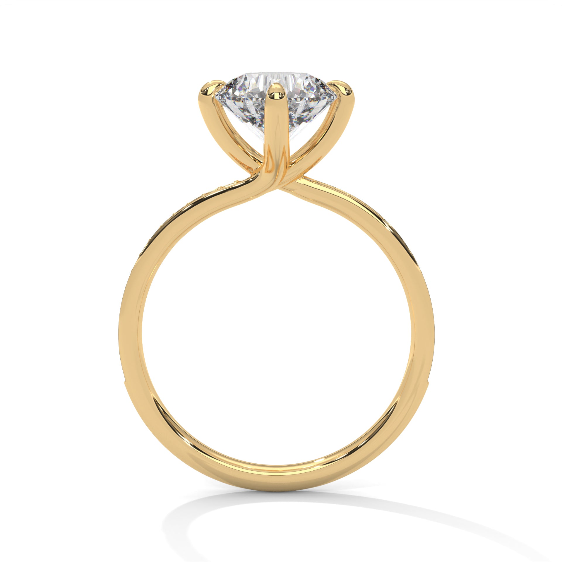 Round Cut Solitaire Twist Pavé Cathedral Engagement & Anniversary Ring in Rose Gold
