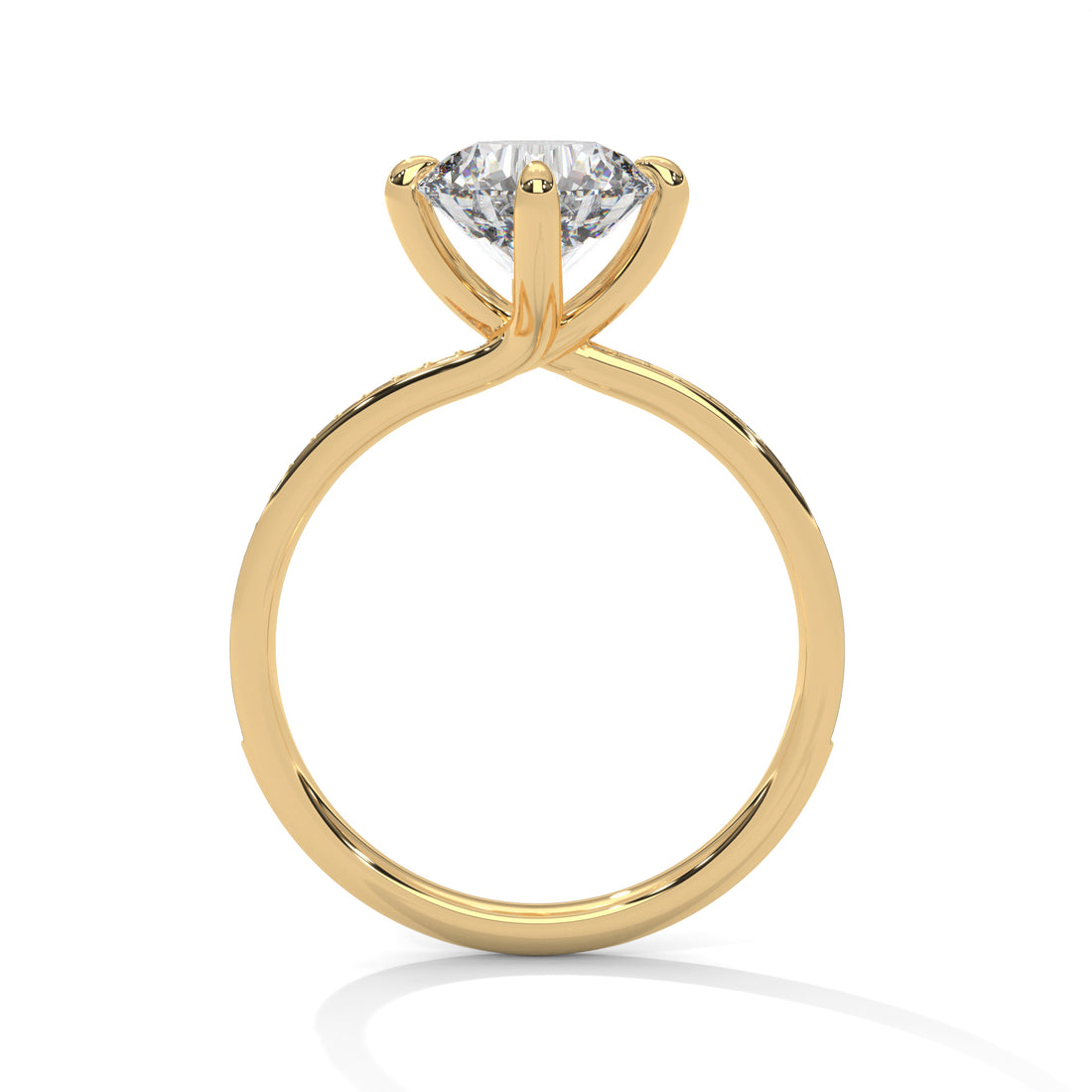 Round Cut Solitaire Twist Pavé Cathedral Engagement & Anniversary Ring in Rose Gold