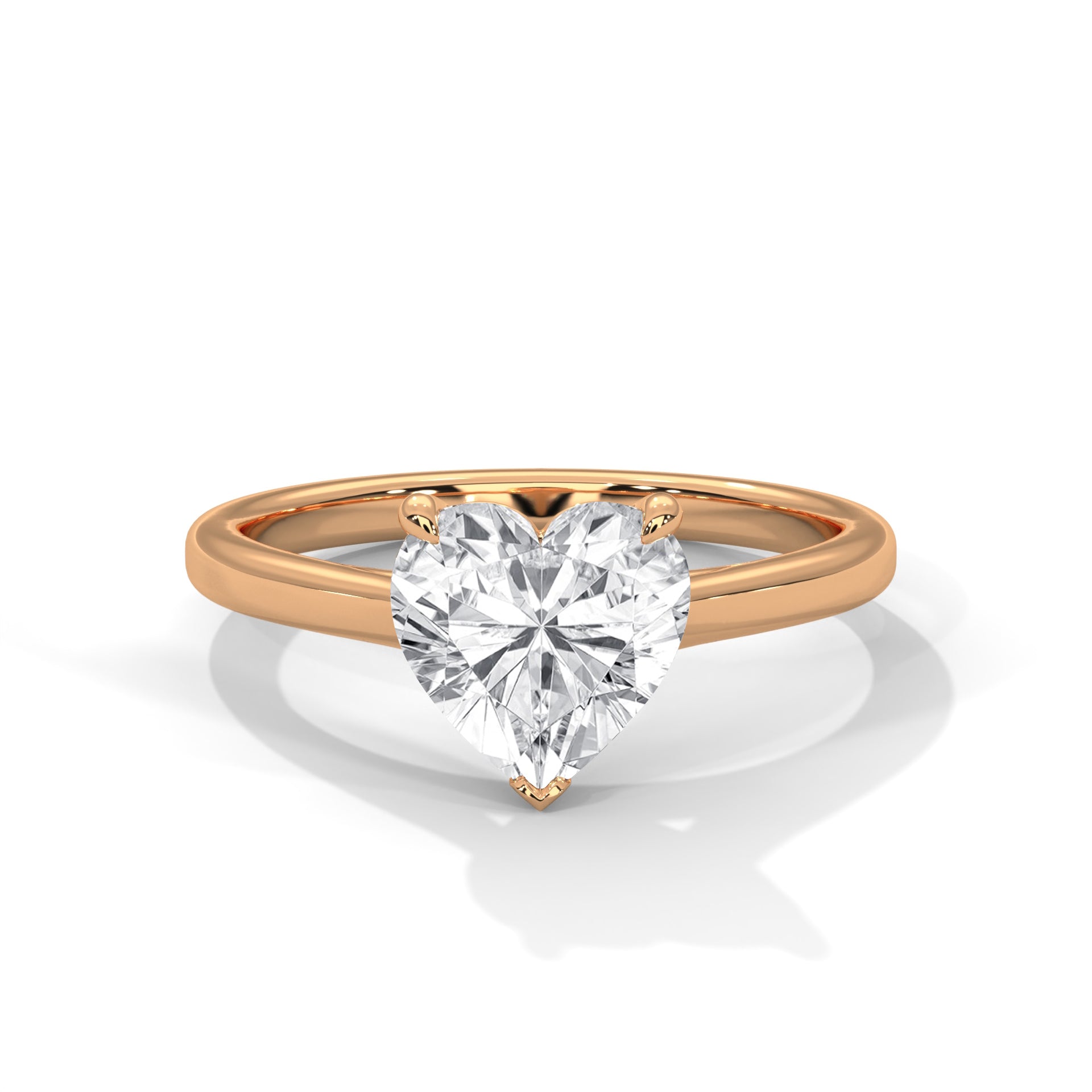 Heart Cut Solitaire Cathedral Engagement & Anniversary Ring in Rose Gold