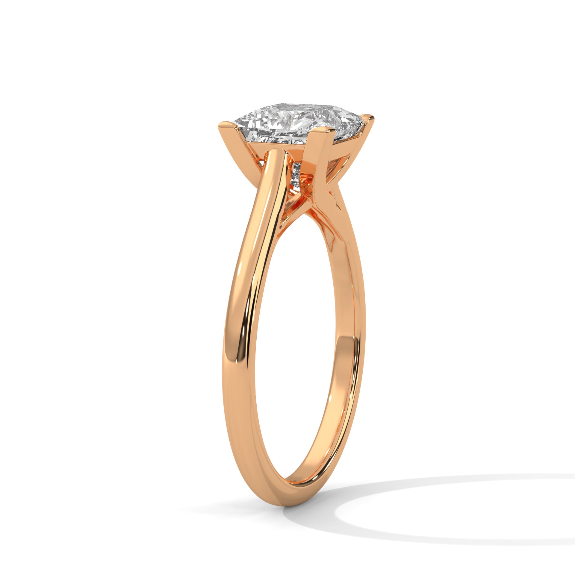 Princess Cut Solitaire Cathedral Engagement & Anniversary Ring in Rose Gold