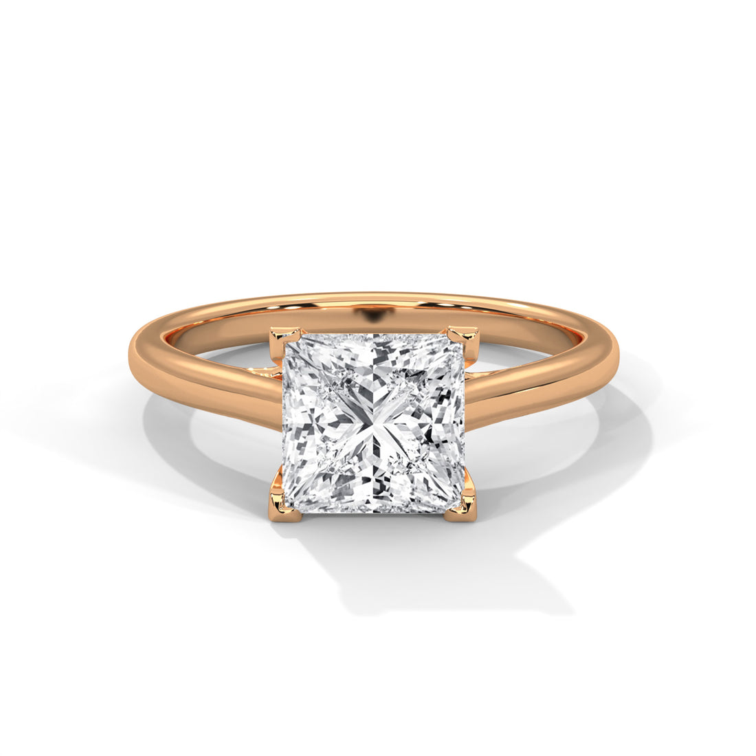 Princess Cut Solitaire Cathedral Engagement & Anniversary Ring in Rose Gold