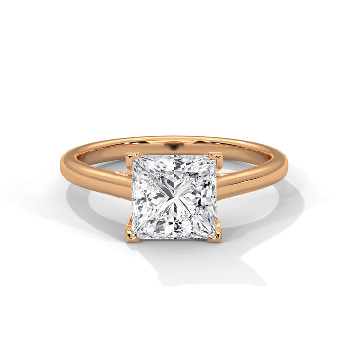 Princess Cut Solitaire Cathedral Engagement & Anniversary Ring in Rose Gold
